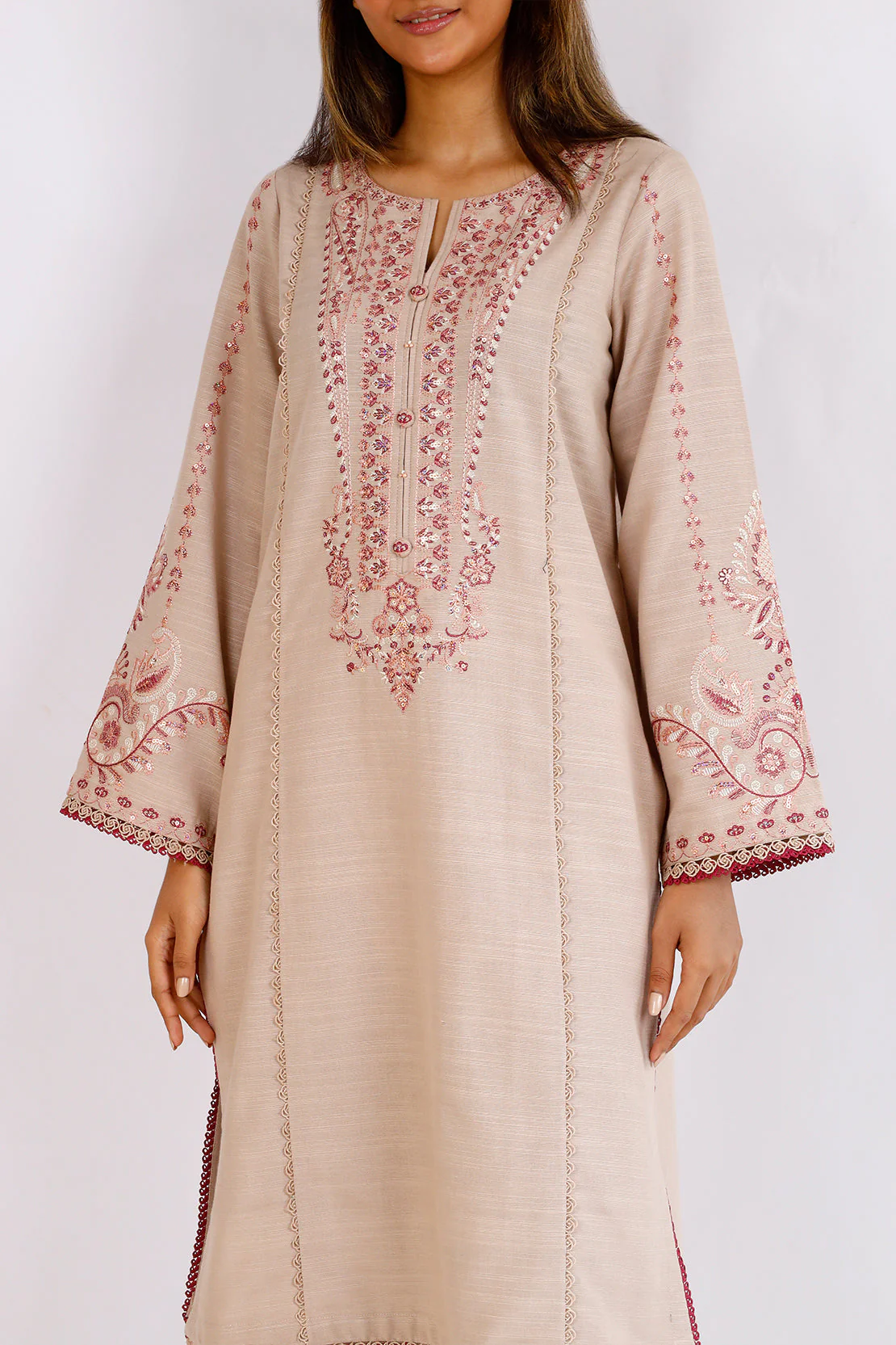 Unstitched Embroidered khaddar 2 piece Shirt Trouser - Image 4