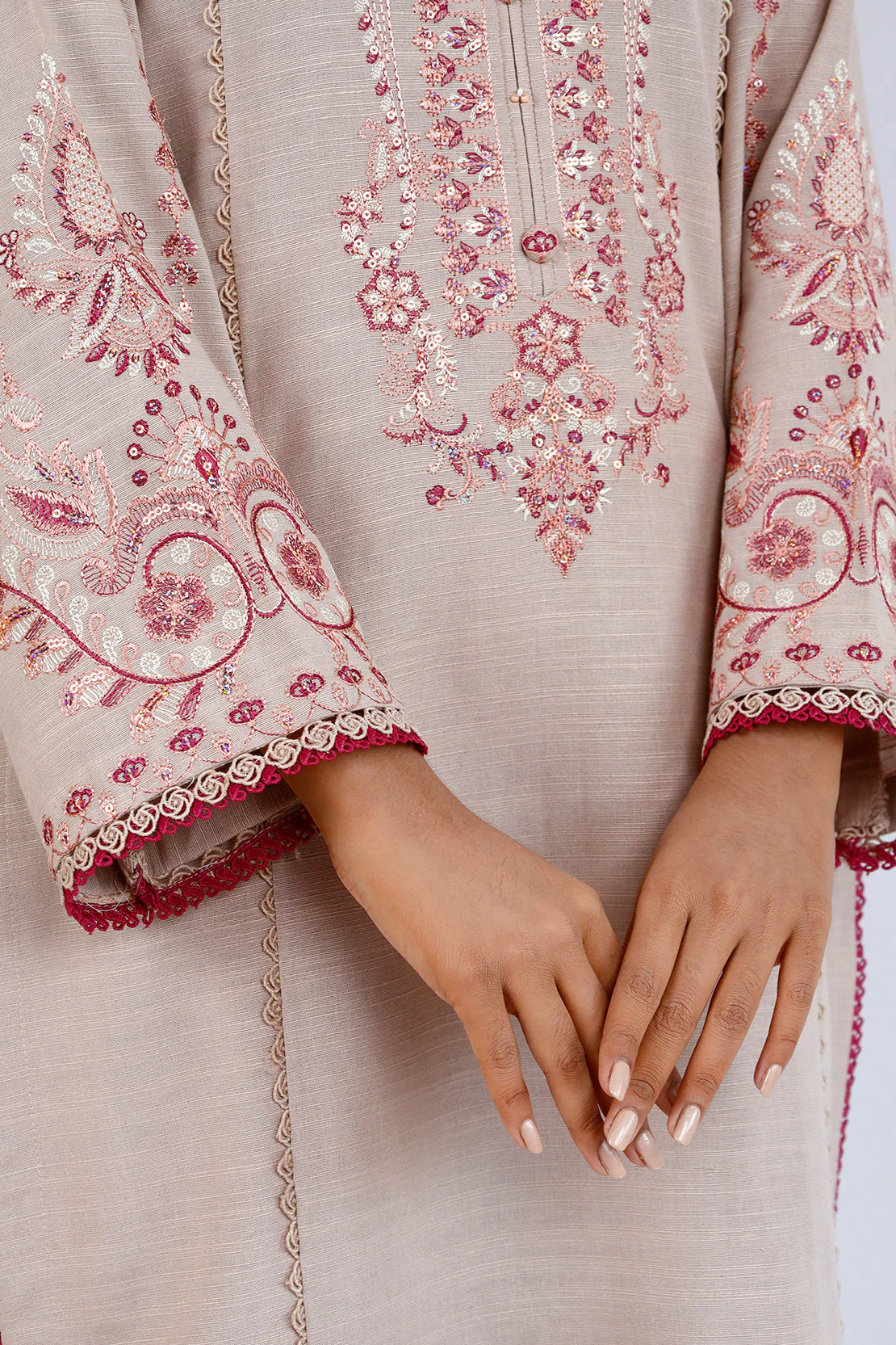 Unstitched Embroidered khaddar 2 piece Shirt Trouser - Image 6