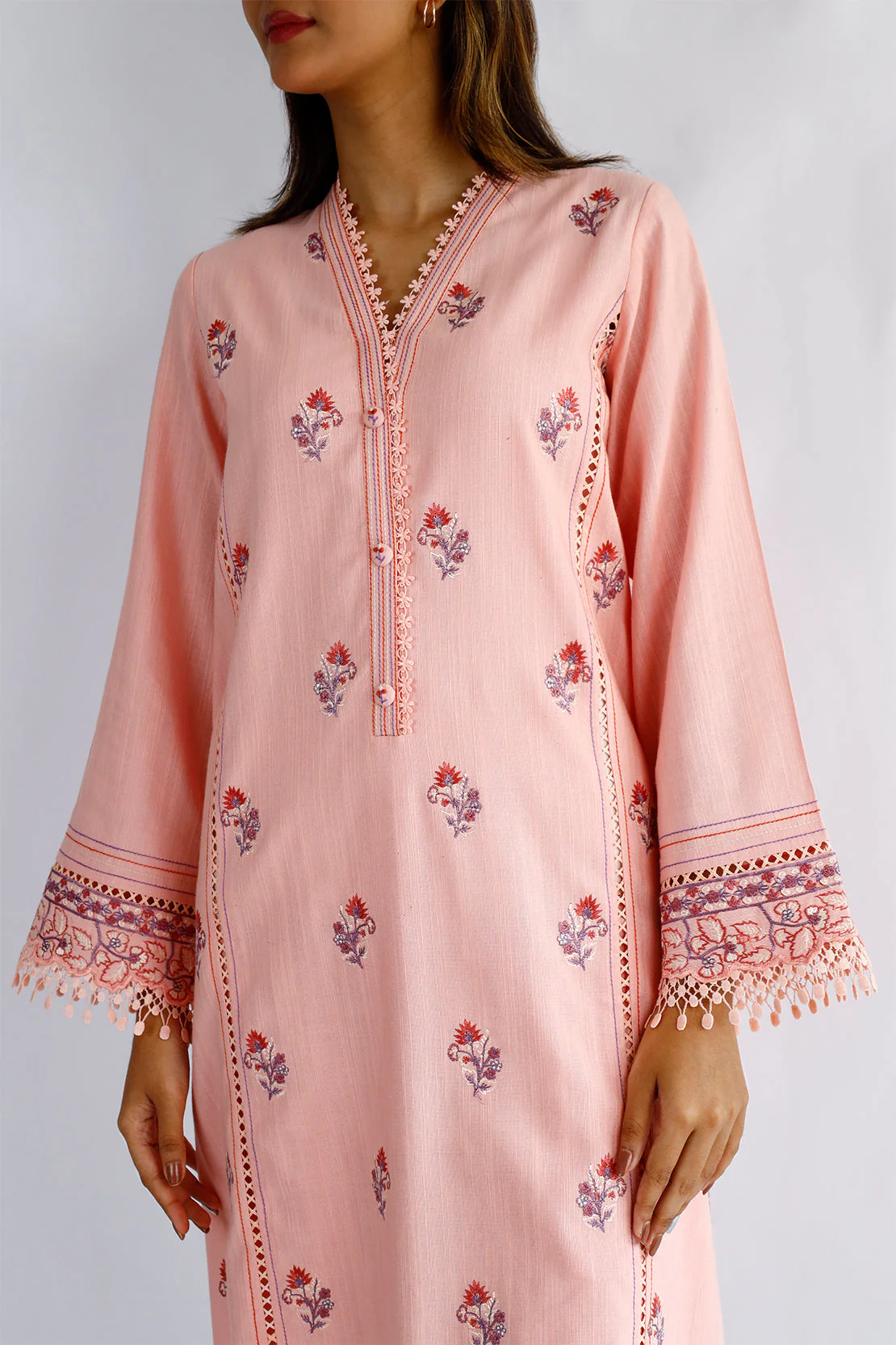 Unstitched Embroidered khaddar 2 piece Shirt Trouser - Image 5