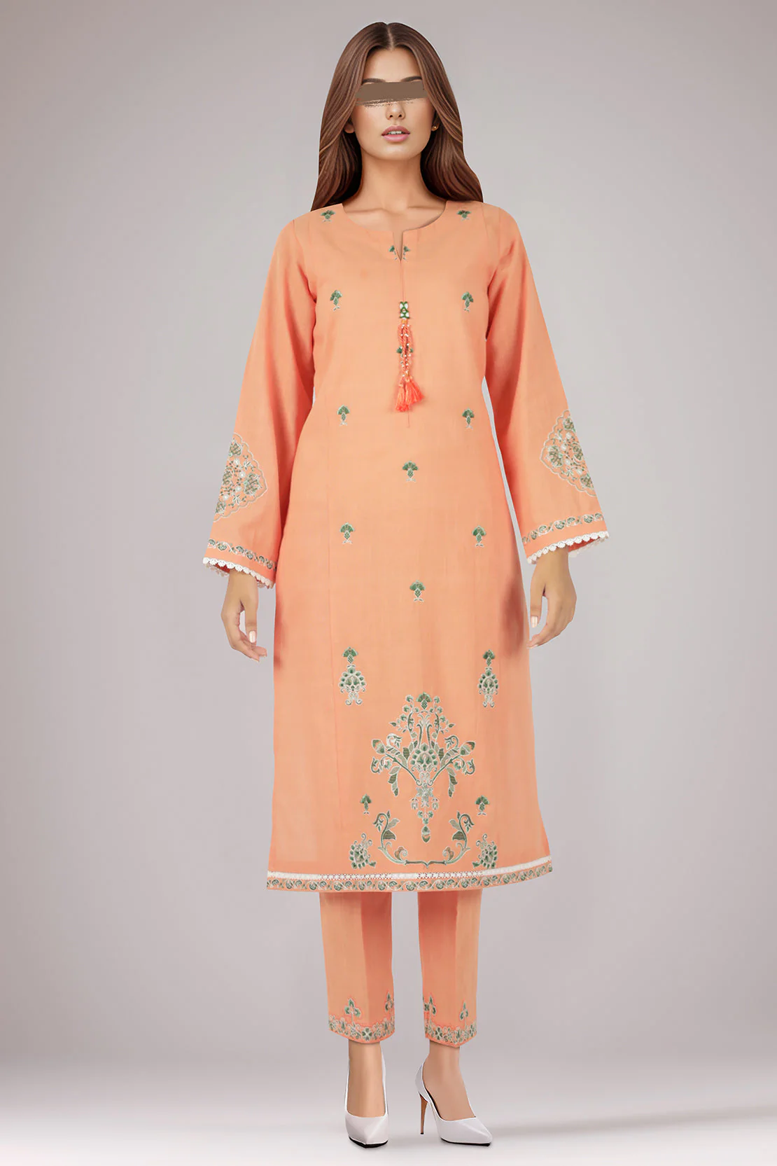 Unstitched Embroidered Khaddar 2 Piece Shirt Trouser (Shirt/Trouser)