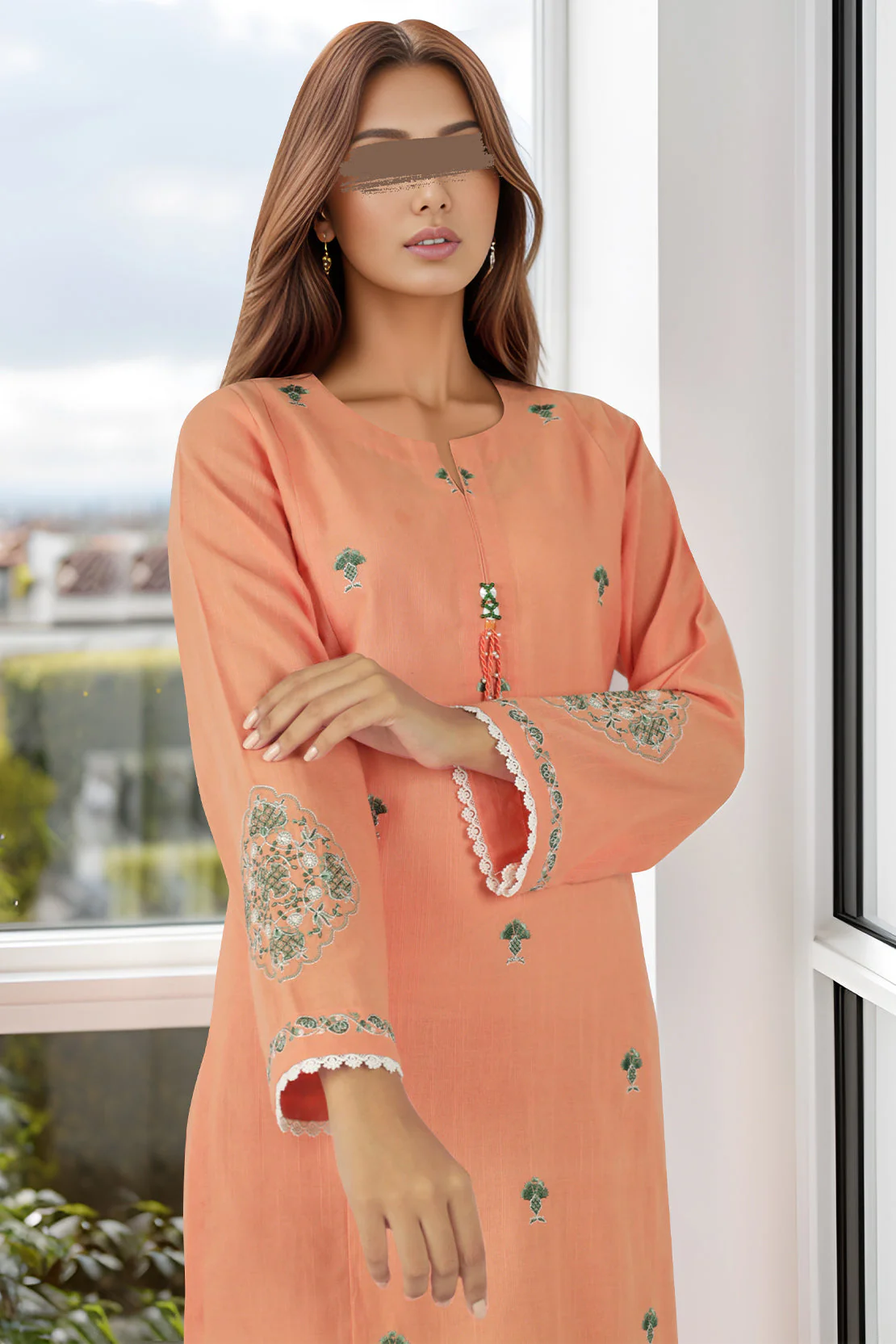 Unstitched Embroidered Khaddar 2 Piece Shirt Trouser (Shirt/Trouser) - Image 3