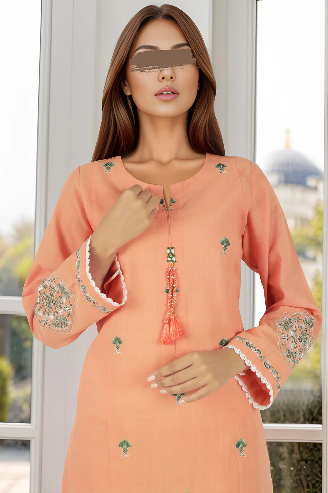 Unstitched Embroidered Khaddar 2 Piece Shirt Trouser (Shirt/Trouser) - Image 4