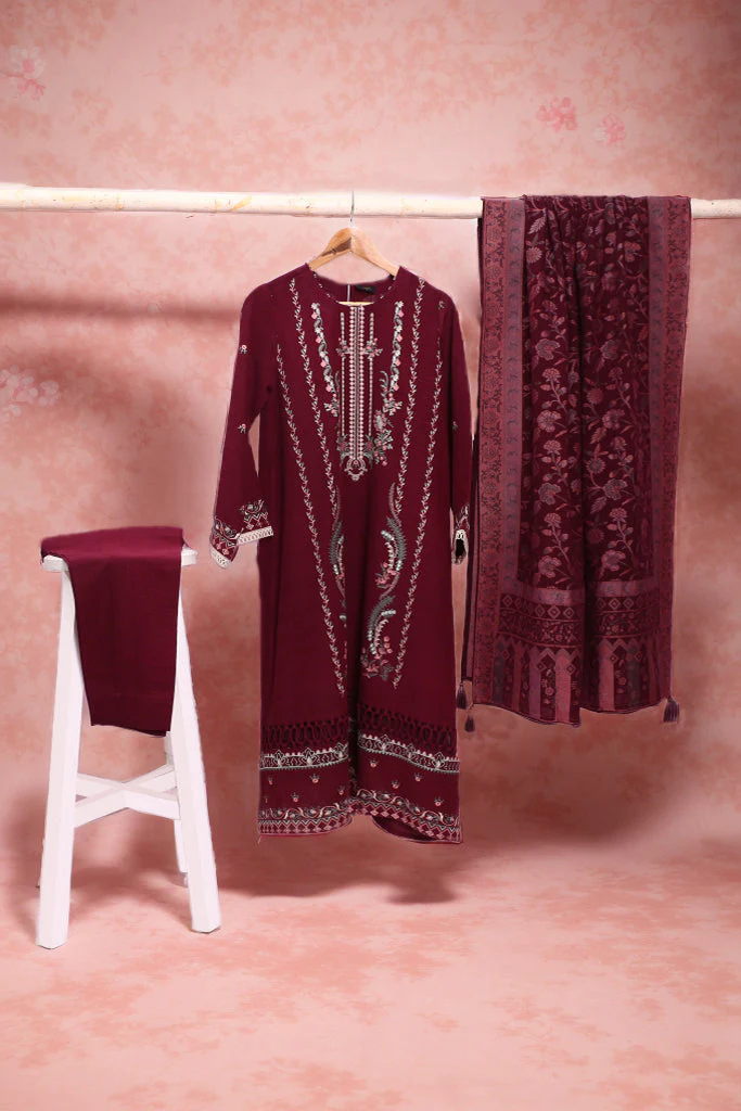 Unstitched Embroidered Khaddar 3 Piece - Image 3