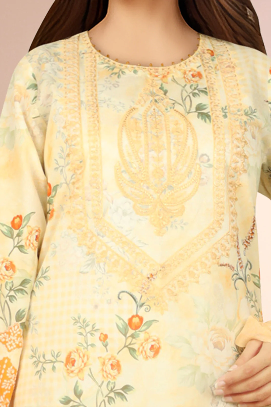 Unstitched Embroidered Lawn 2 Piece (Shirt/Dupatta) - Image 3