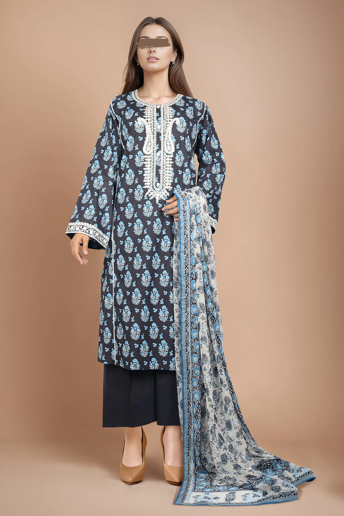 Unstitched Embroidered Lawn 3 Piece
