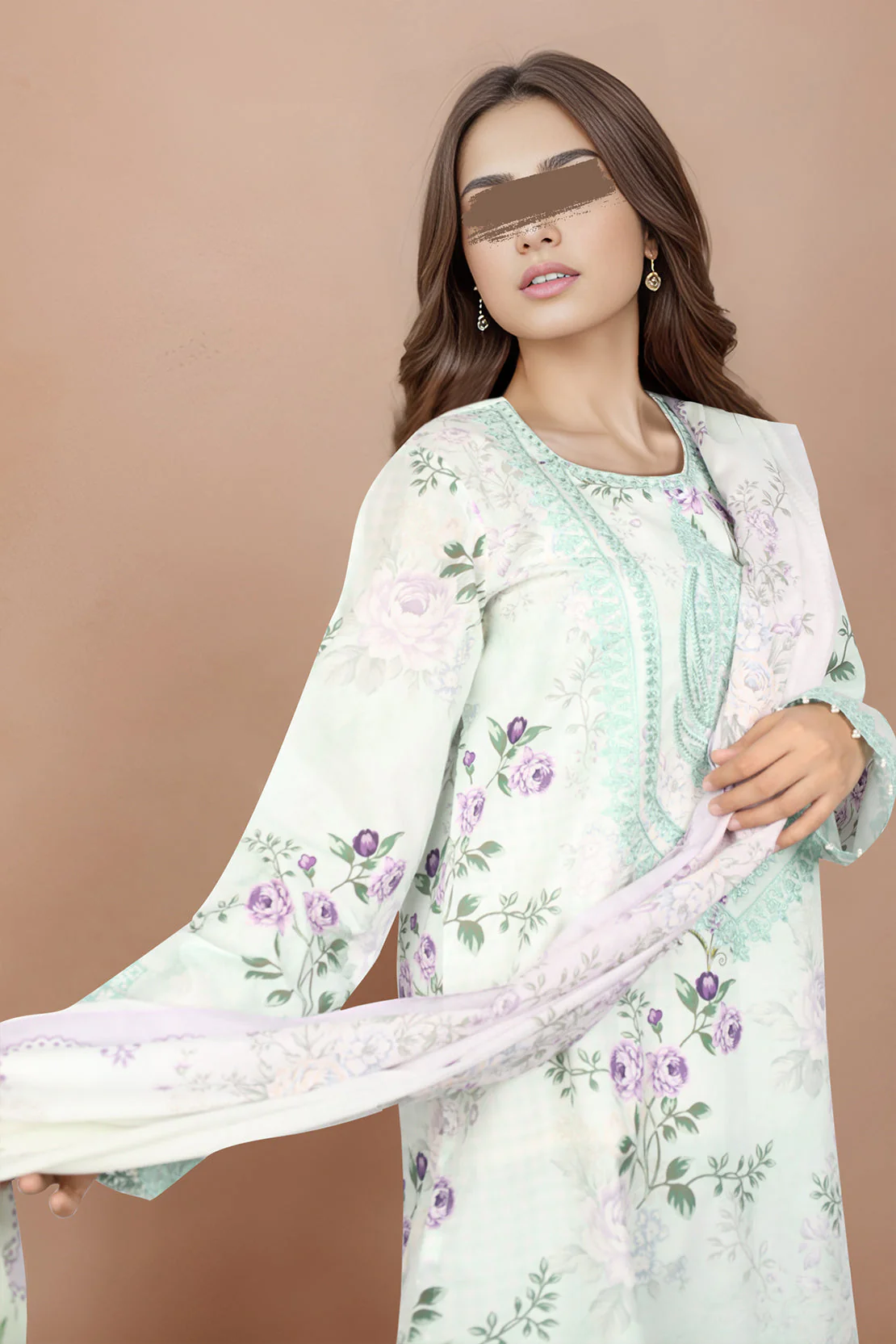 Unstitched Embroidered Lawn 3 Piece - Image 2