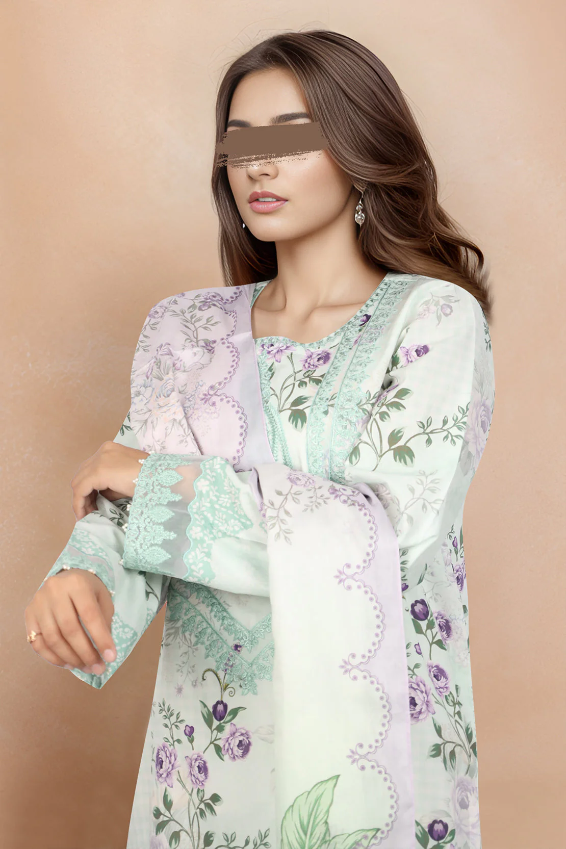 Unstitched Embroidered Lawn 3 Piece - Image 3