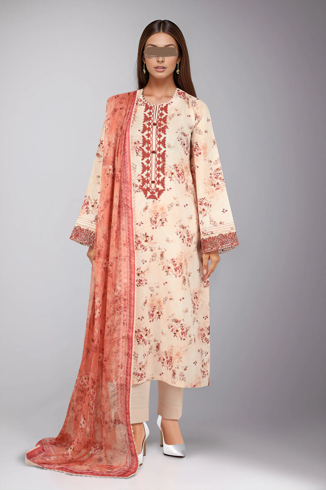 Unstitched Embroidered Lawn 3 Piece