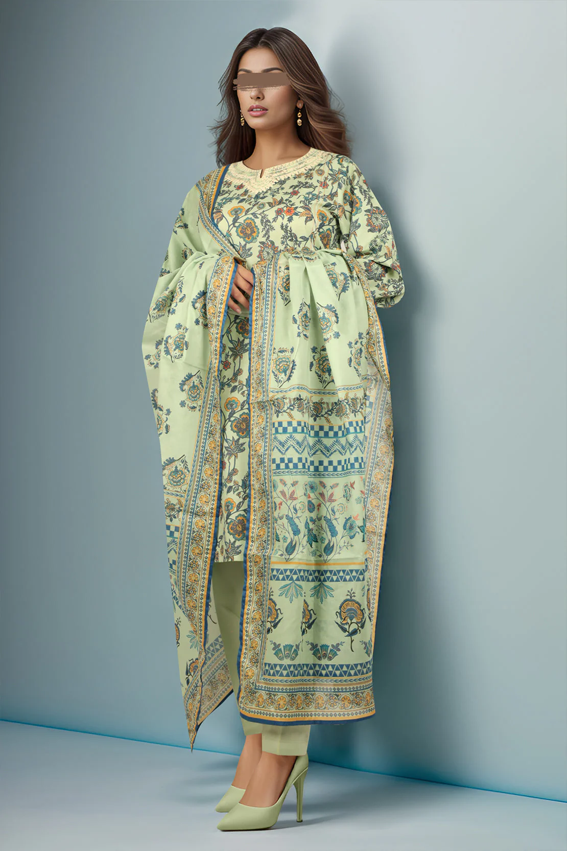 Unstitched Embroidered Lawn 3 Piece