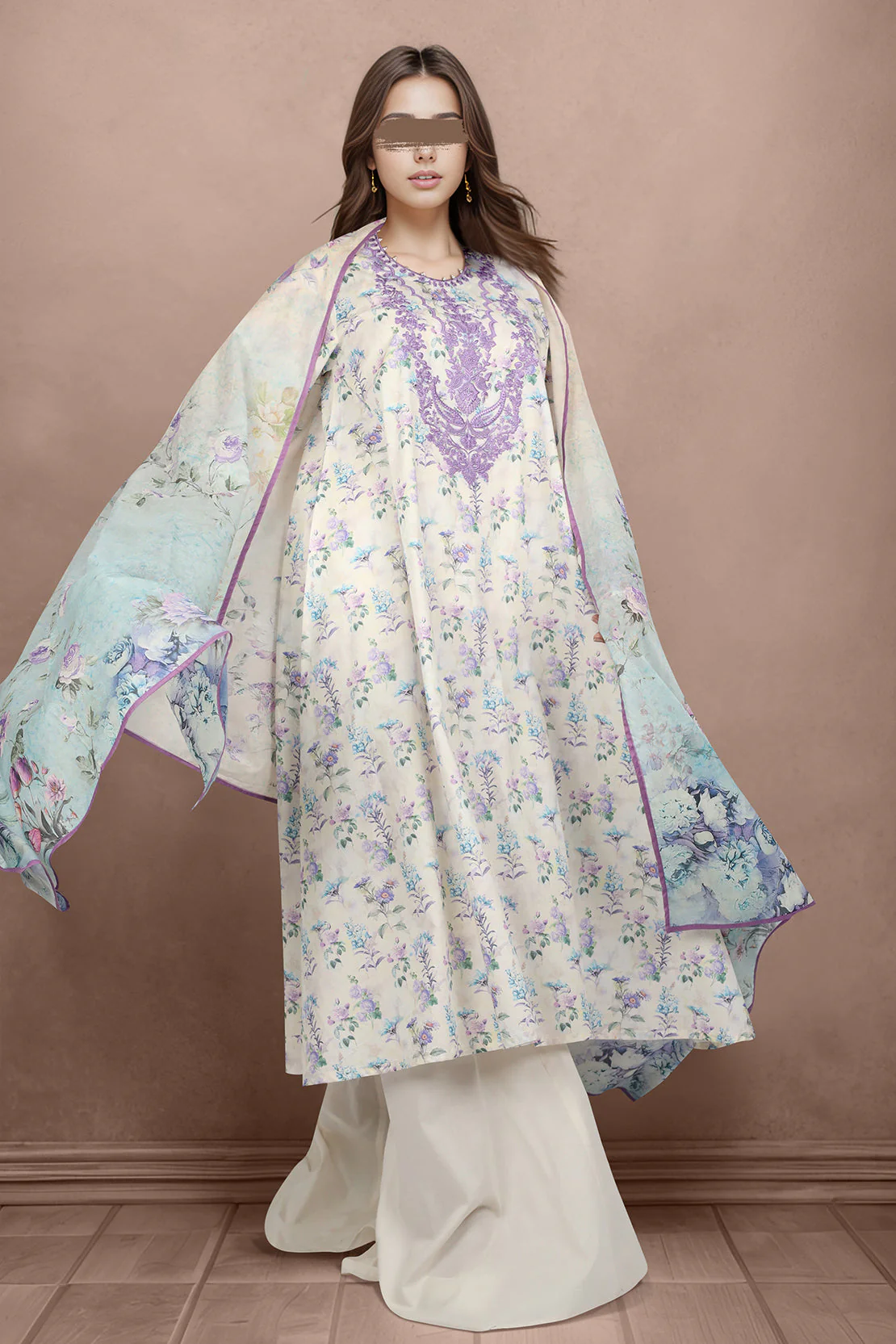 Unstitched Embroidered Lawn 3 Piece - Image 2