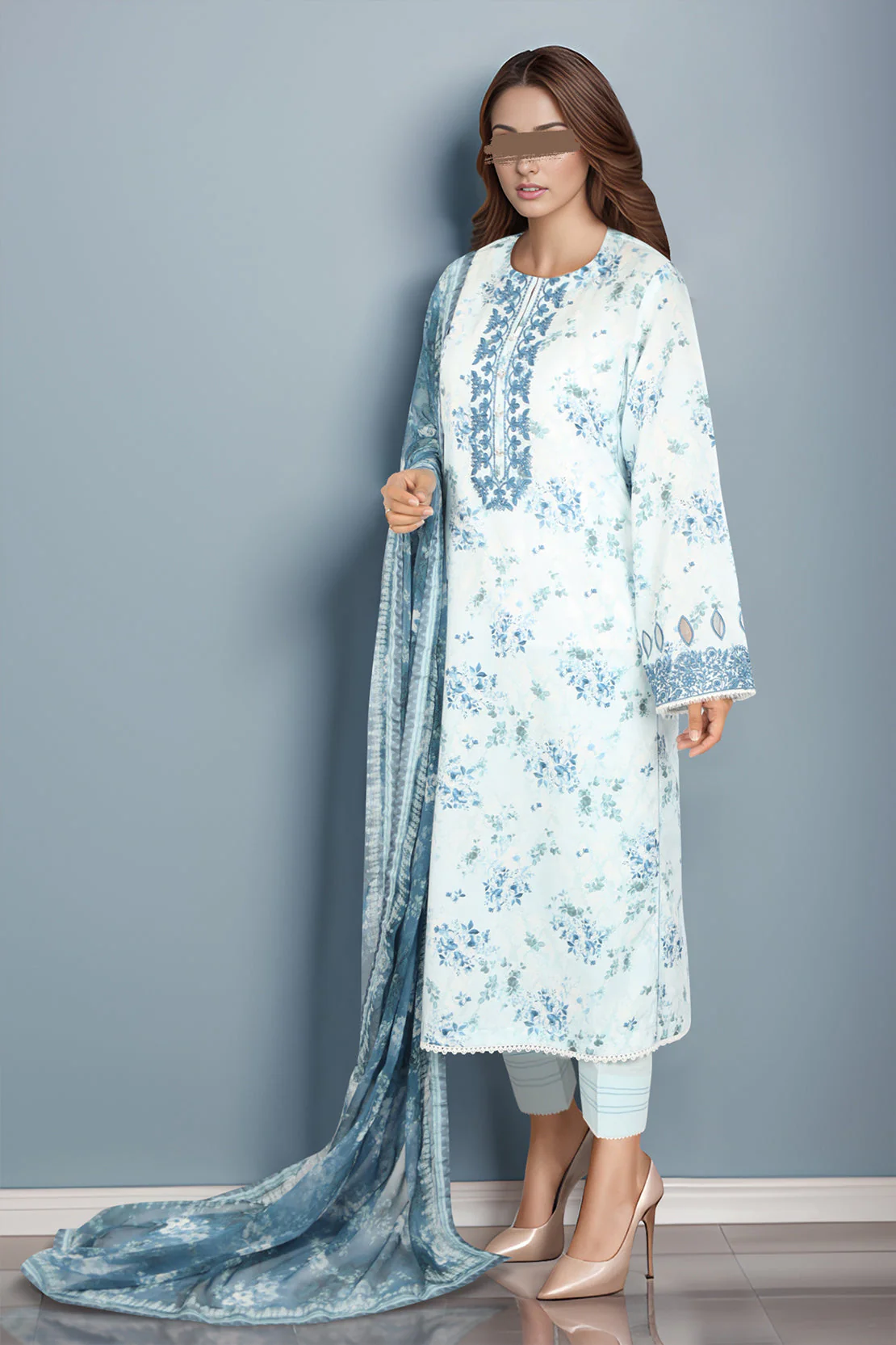 Unstitched Embroidered Lawn 3 Piece