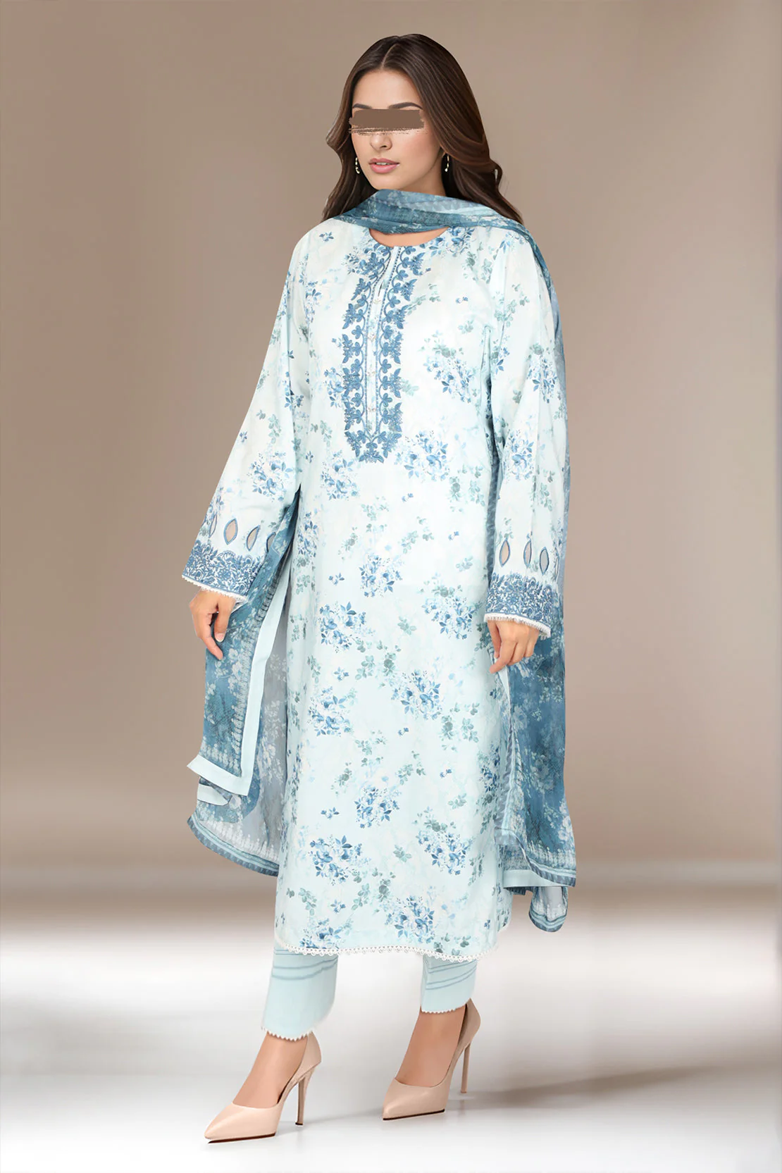 Unstitched Embroidered Lawn 3 Piece - Image 2