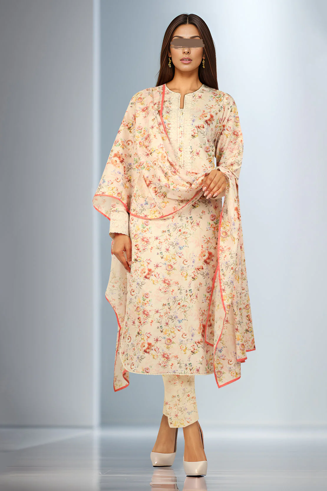 Unstitched Embroidered Lawn 3 Piece - Image 2