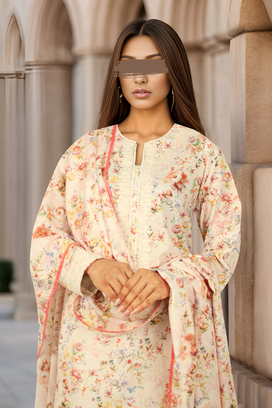 Unstitched Embroidered Lawn 3 Piece - Image 3