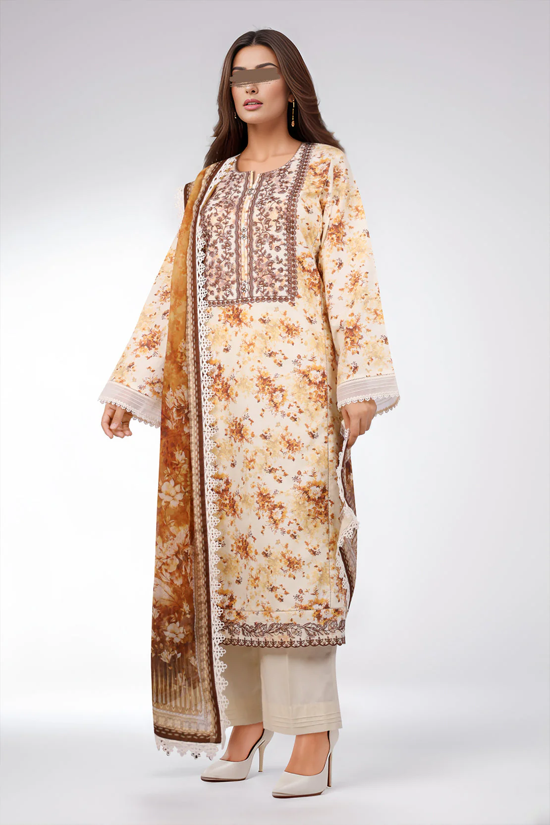 Unstitched Embroidered Lawn 3 Piece