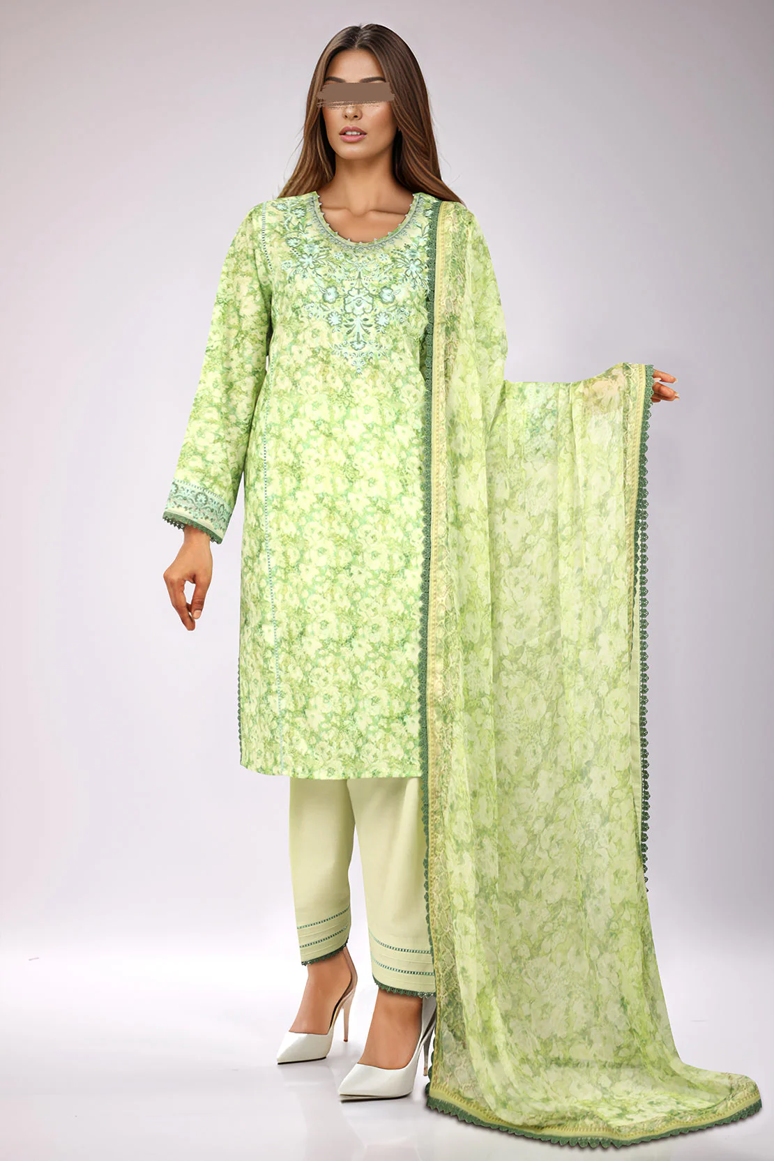 Unstitched Embroidered Lawn 3 Piece