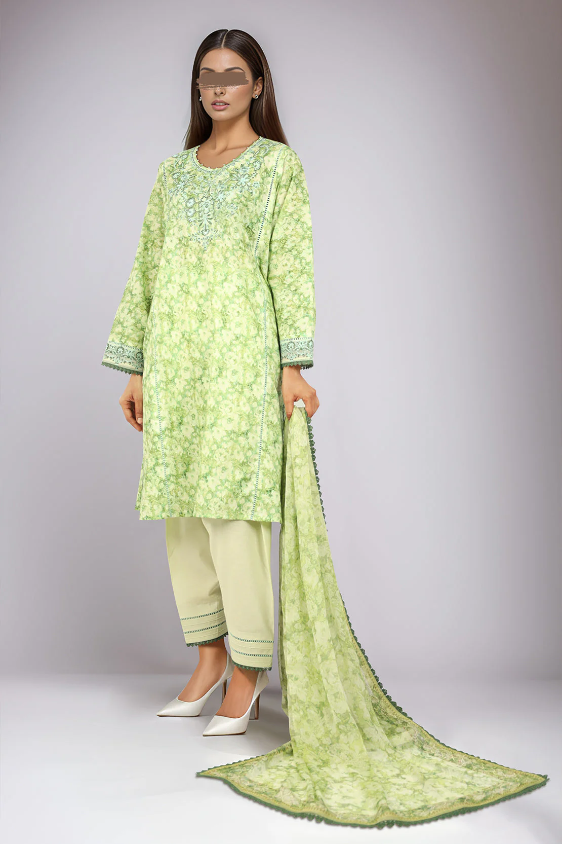 Unstitched Embroidered Lawn 3 Piece - Image 2