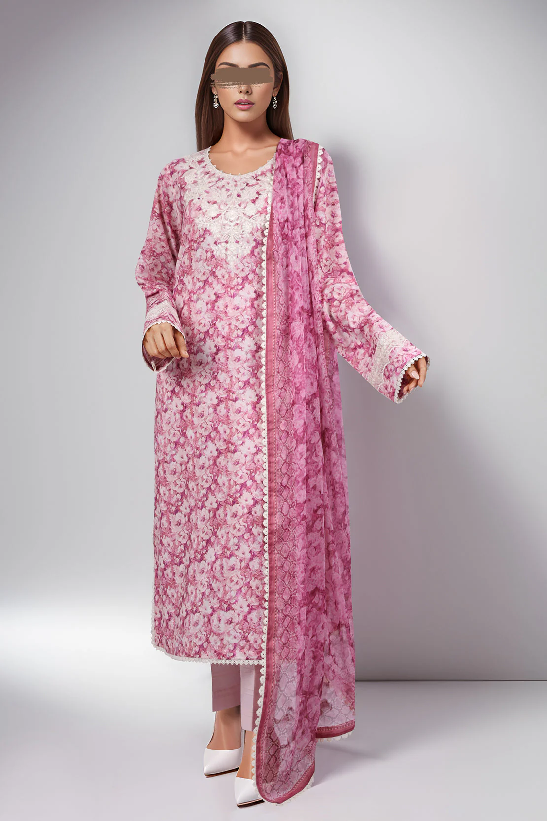 Unstitched Embroidered Lawn 3 Piece