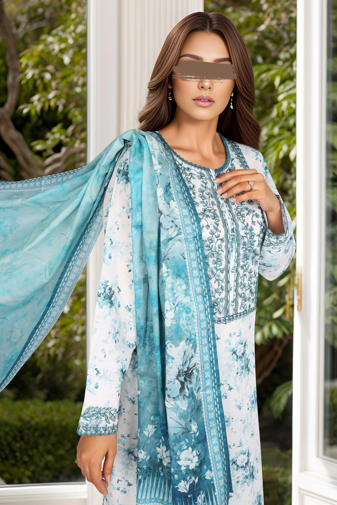 Unstitched Embroidered Lawn 3 Piece - Image 4