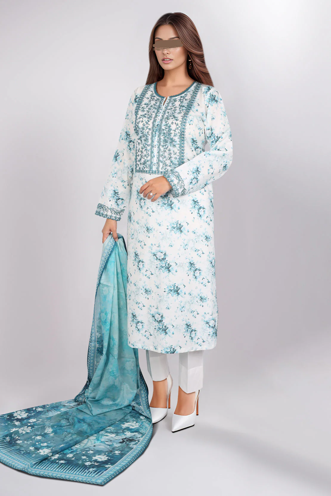 Unstitched Embroidered Lawn 3 Piece