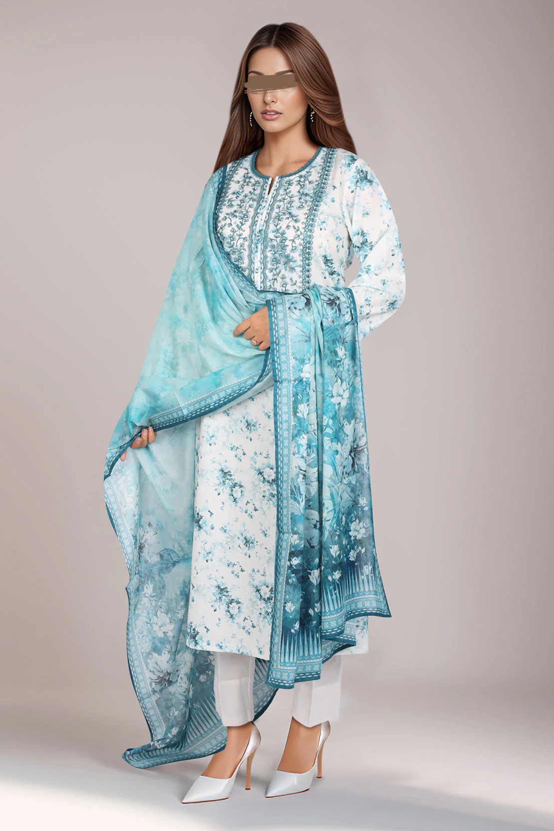 Unstitched Embroidered Lawn 3 Piece - Image 2