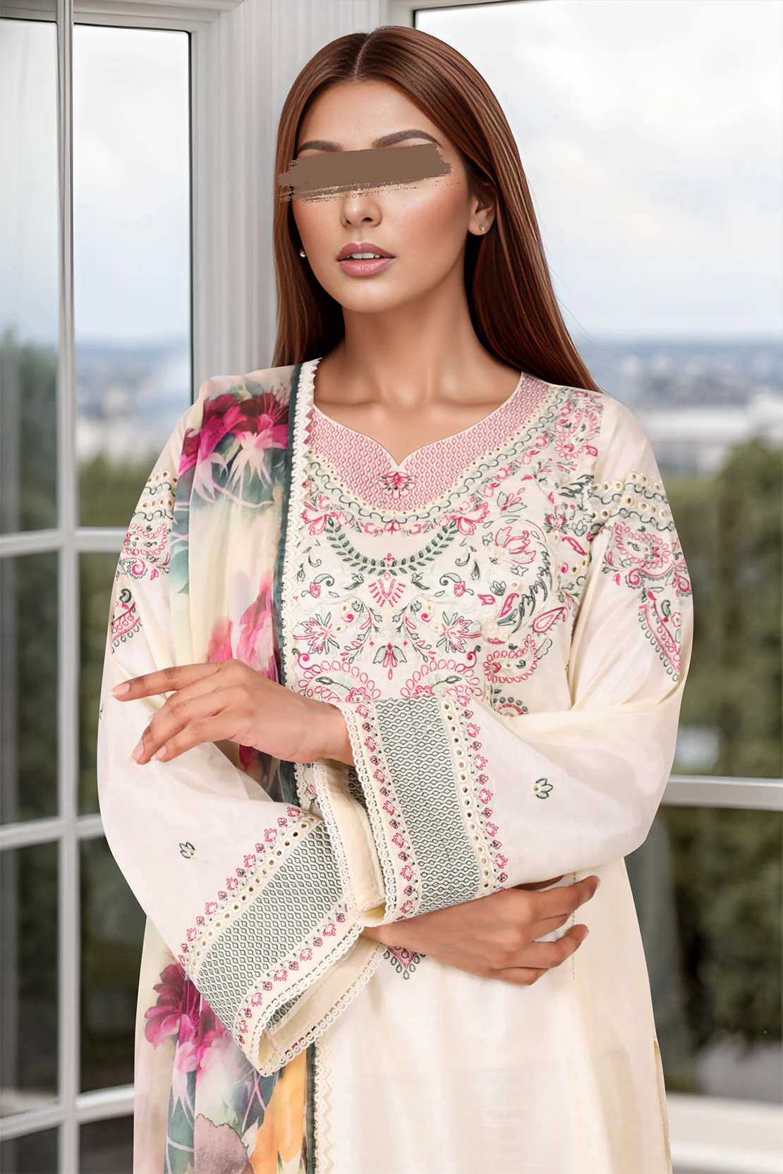 Unstitched Embroidered Raw Silk 3 Piece - Image 2