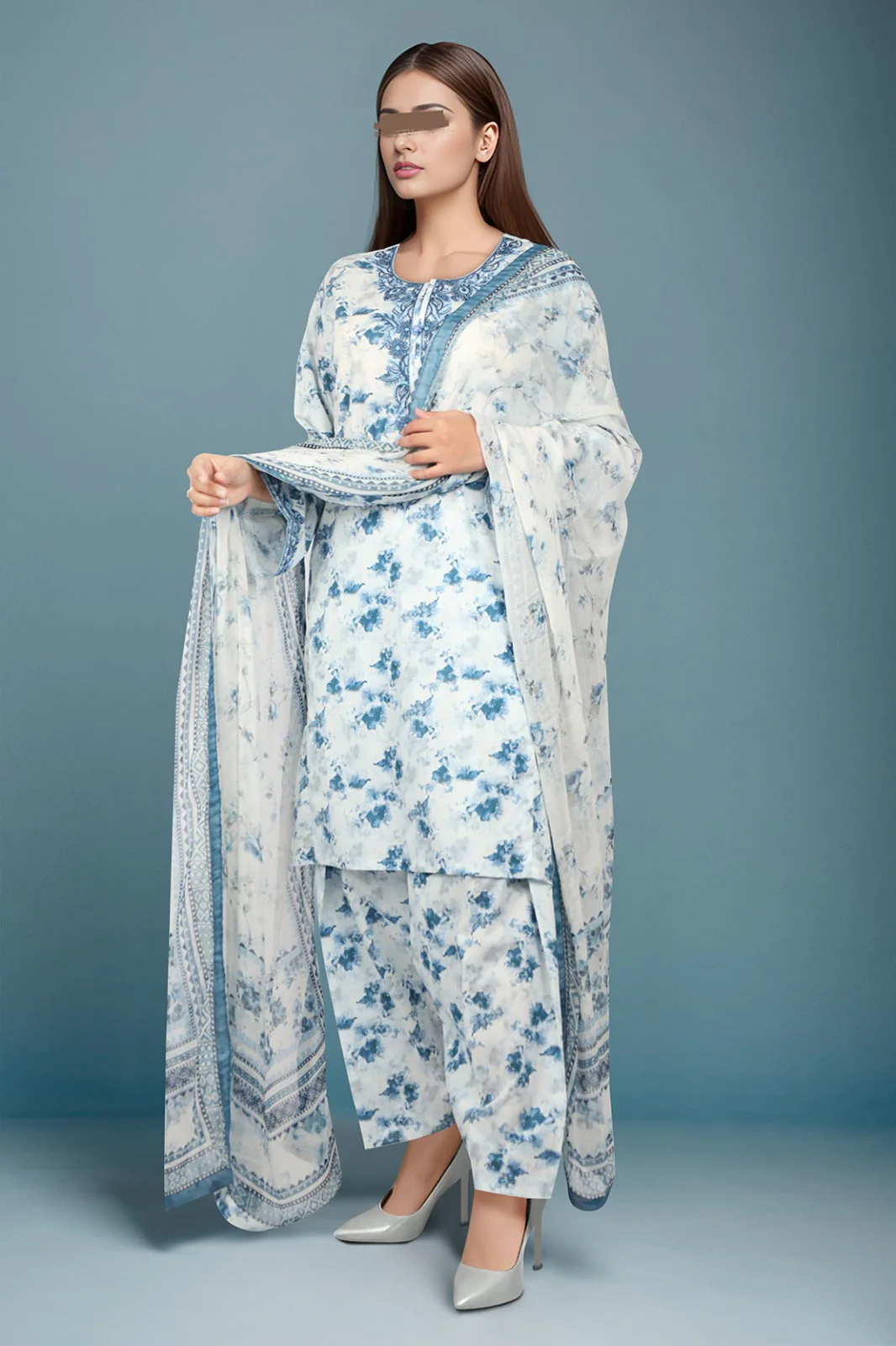 Unstitched Embroidered Lawn 3 Piece - Image 2
