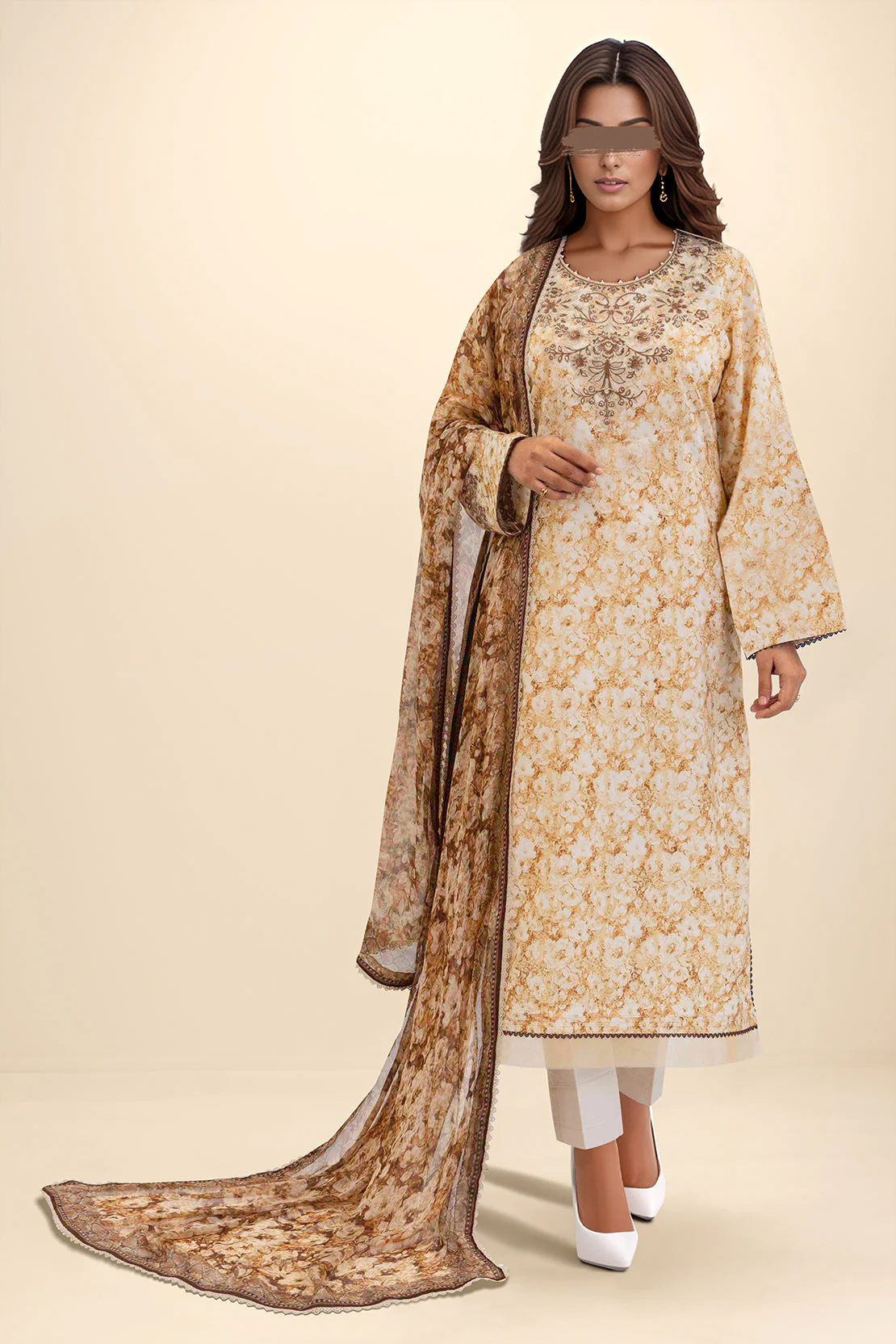 Unstitched Embroidered Lawn Shirt