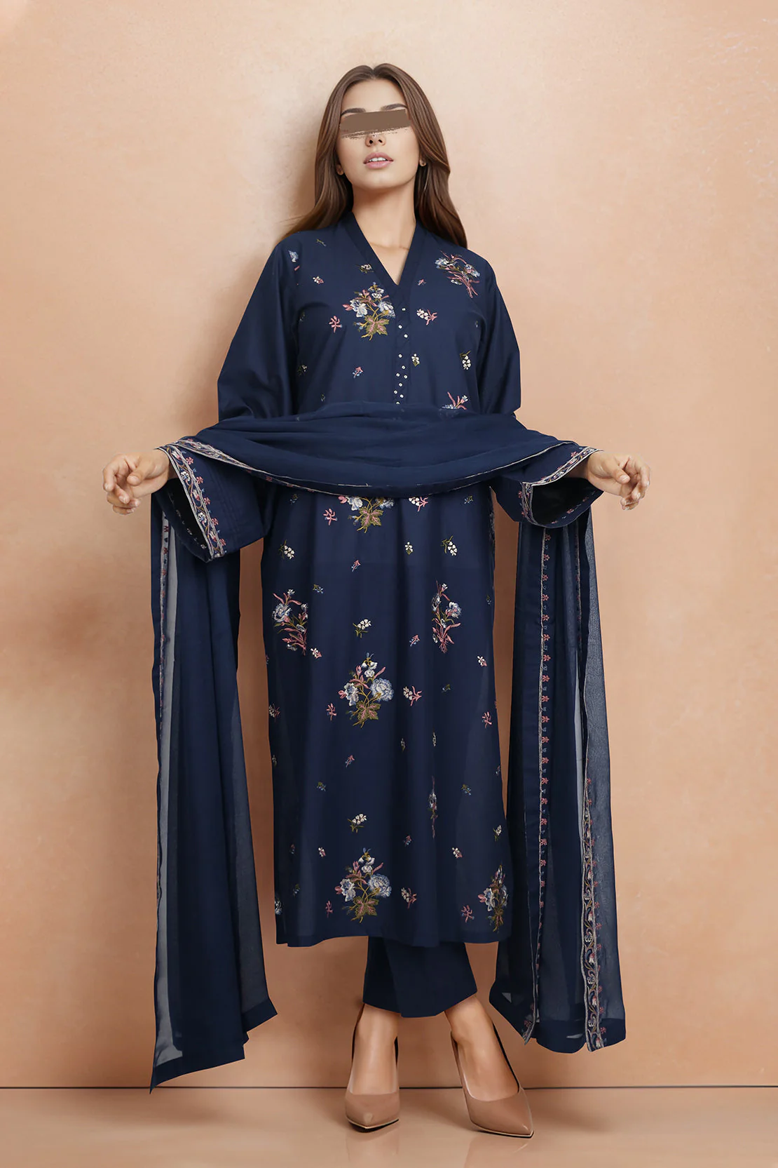 Unstitched Embroidered Lawn Shirt - Image 3