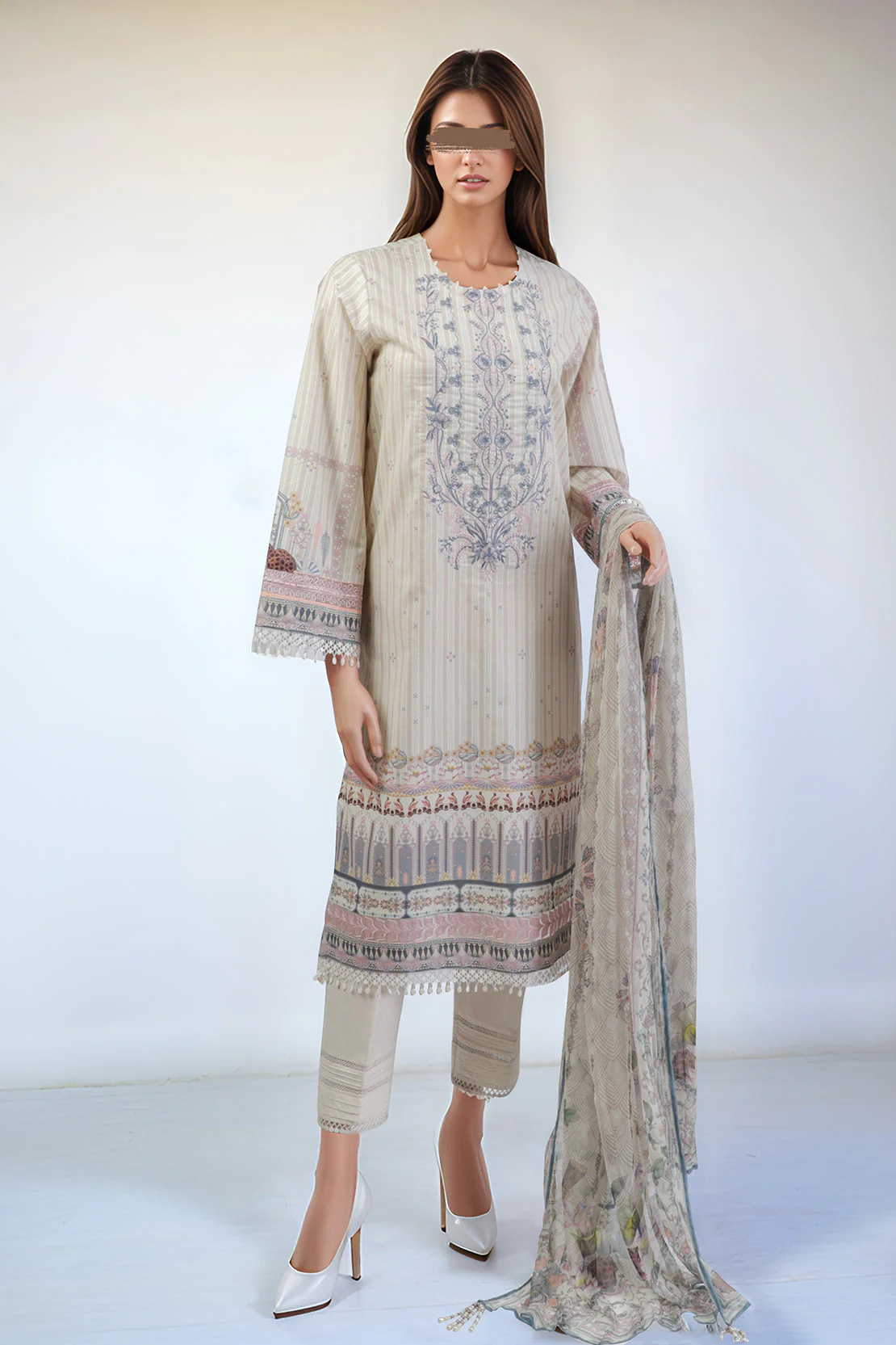 Unstitched Embroidered Lawn Shirt