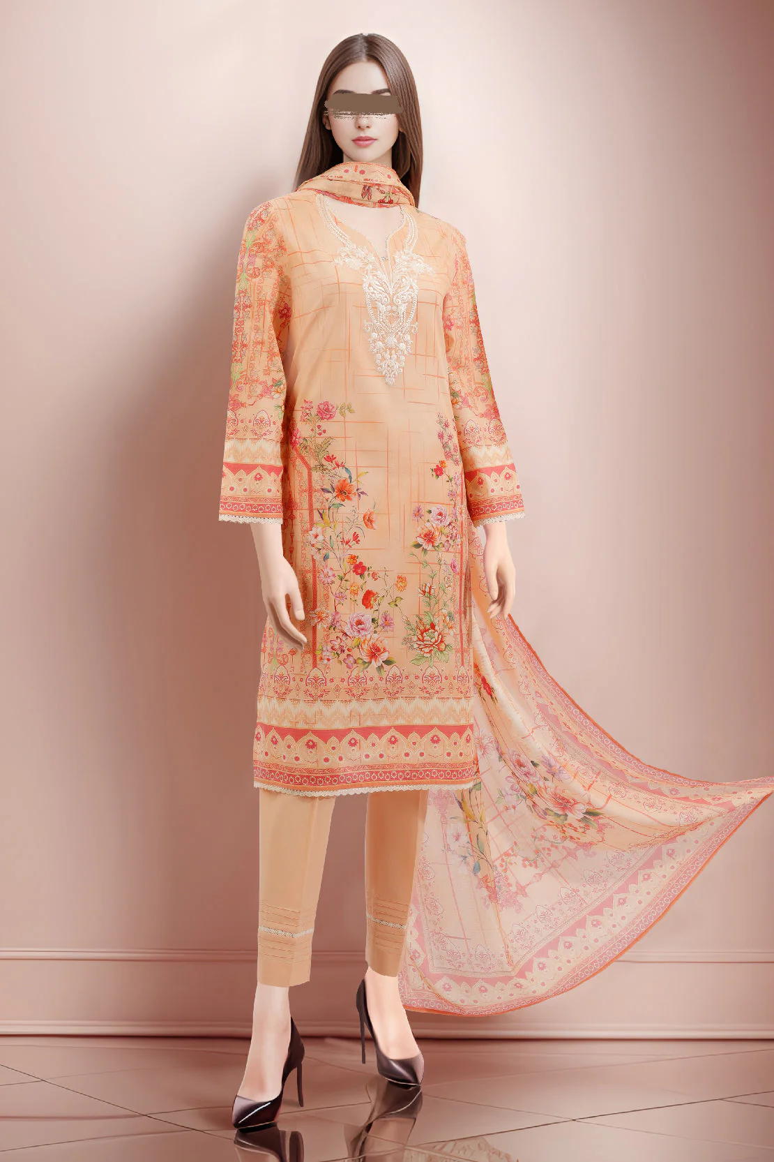 Unstitched Embroidered Lawn Shirt
