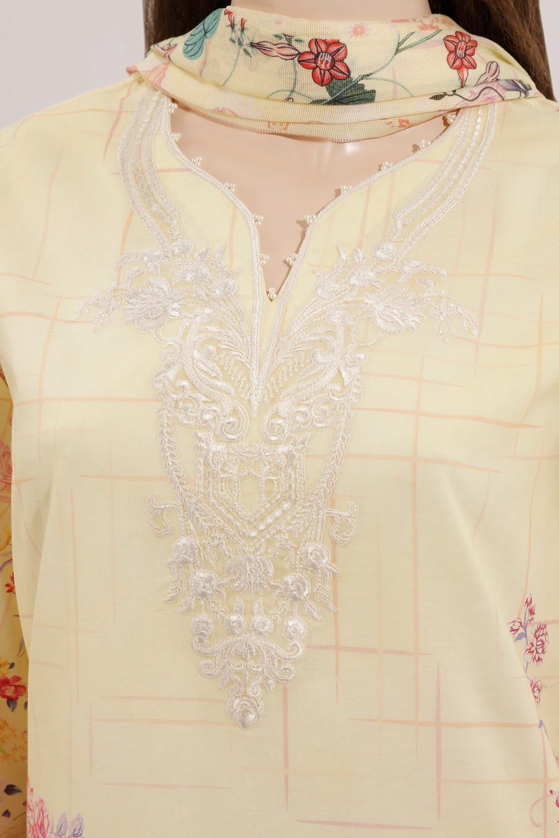 Unstitched Embroidered Lawn Shirt - Image 4
