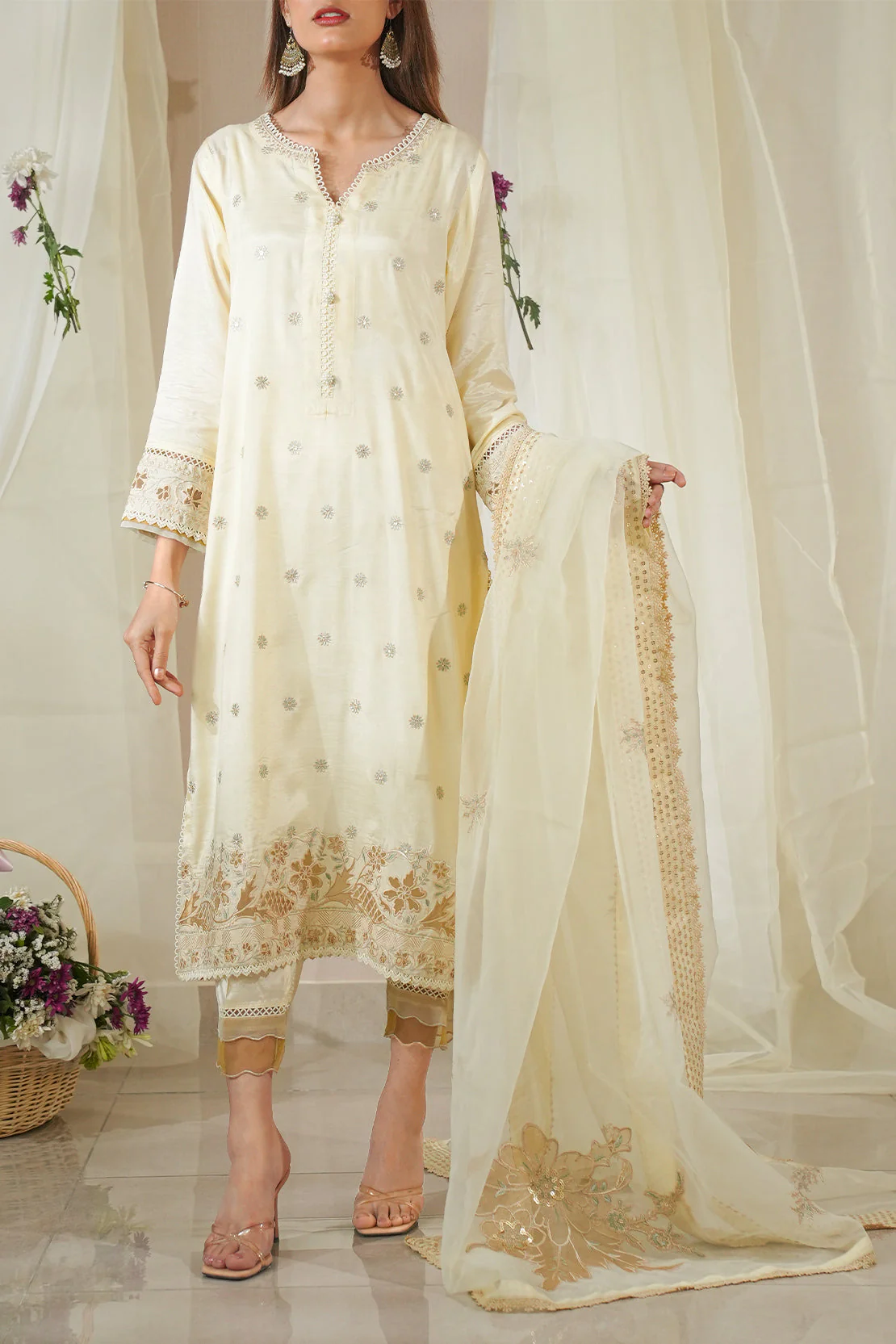 Unstitched Embroidered Raw Silk 3 Piece - Image 2