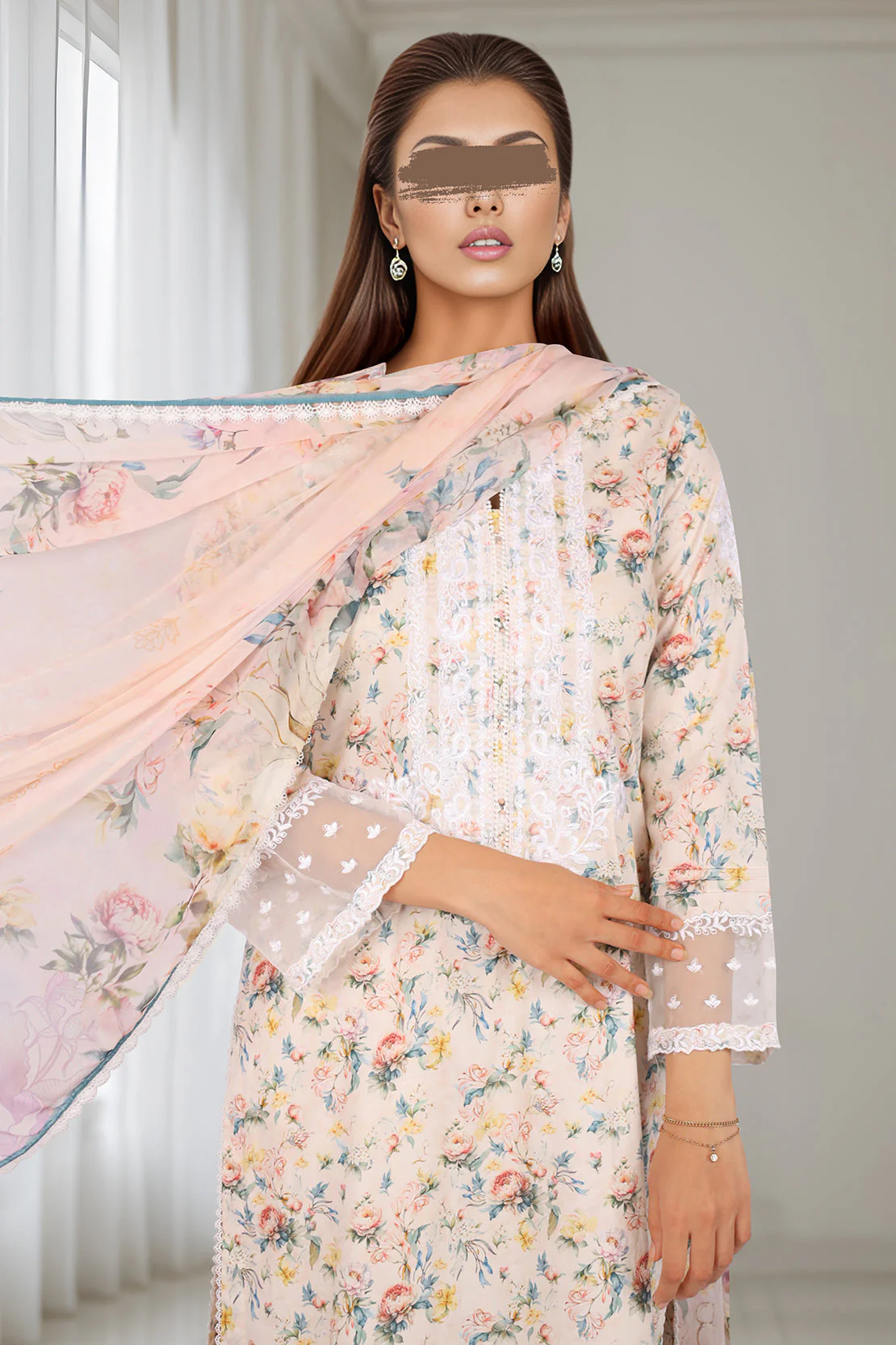 Unstitched Embroidered Self Jacquard 2 Piece (Shirt/Dupatta) - Image 2