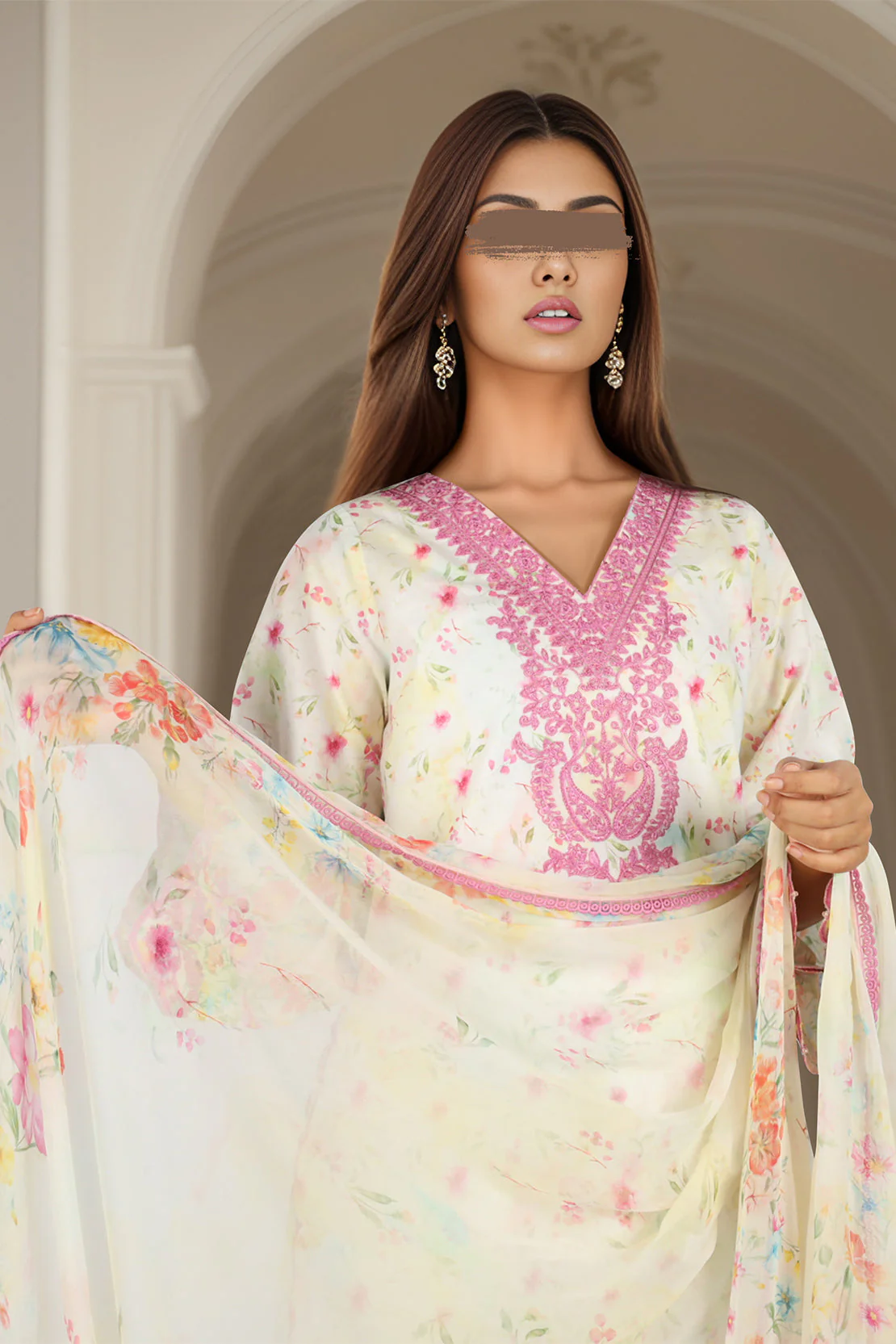Unstitched Embroidered Self Jacquard 2 Piece (Shirt/Dupatta) - Image 2
