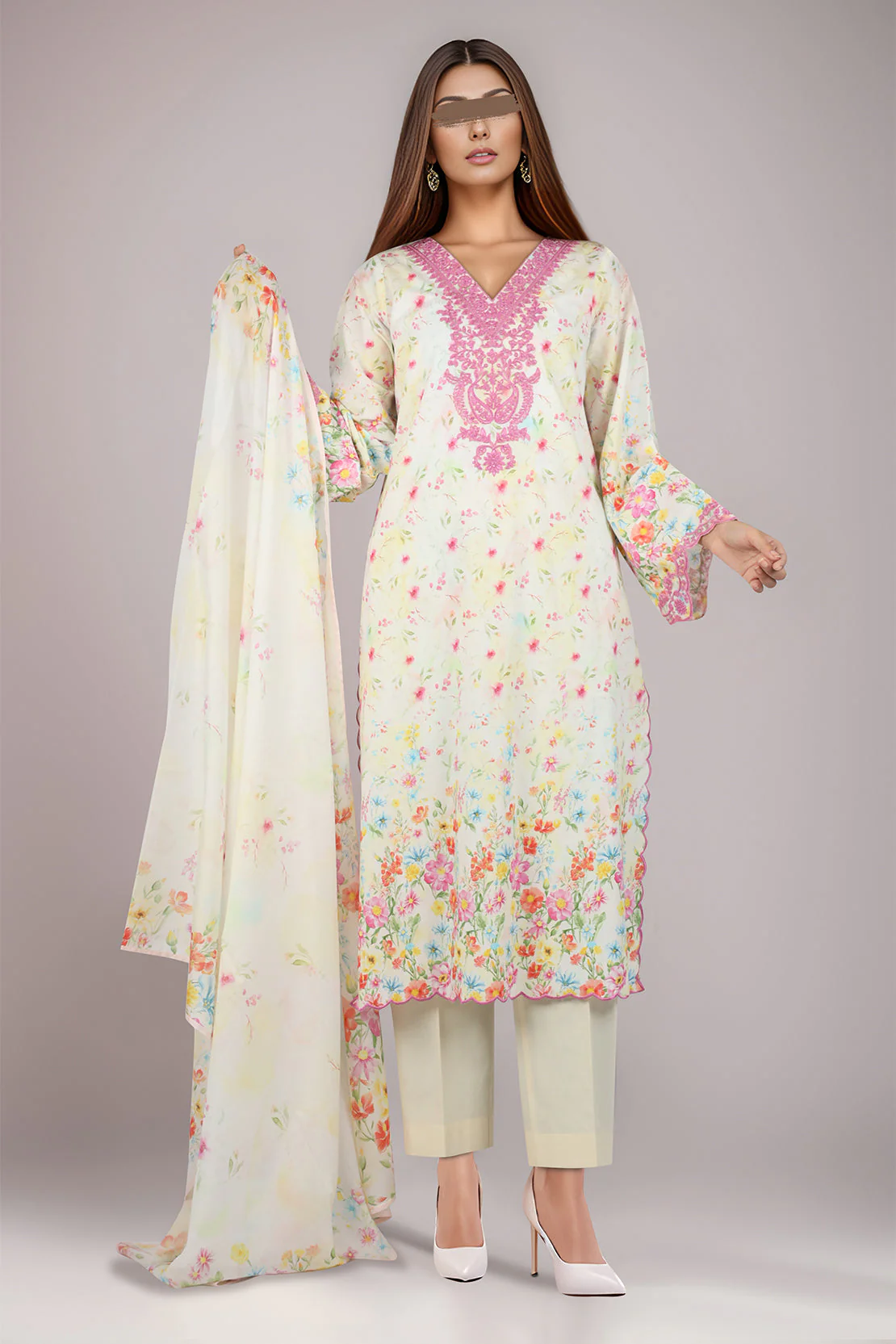 Unstitched Embroidered Self Jacquard 2 Piece (Shirt/Dupatta)