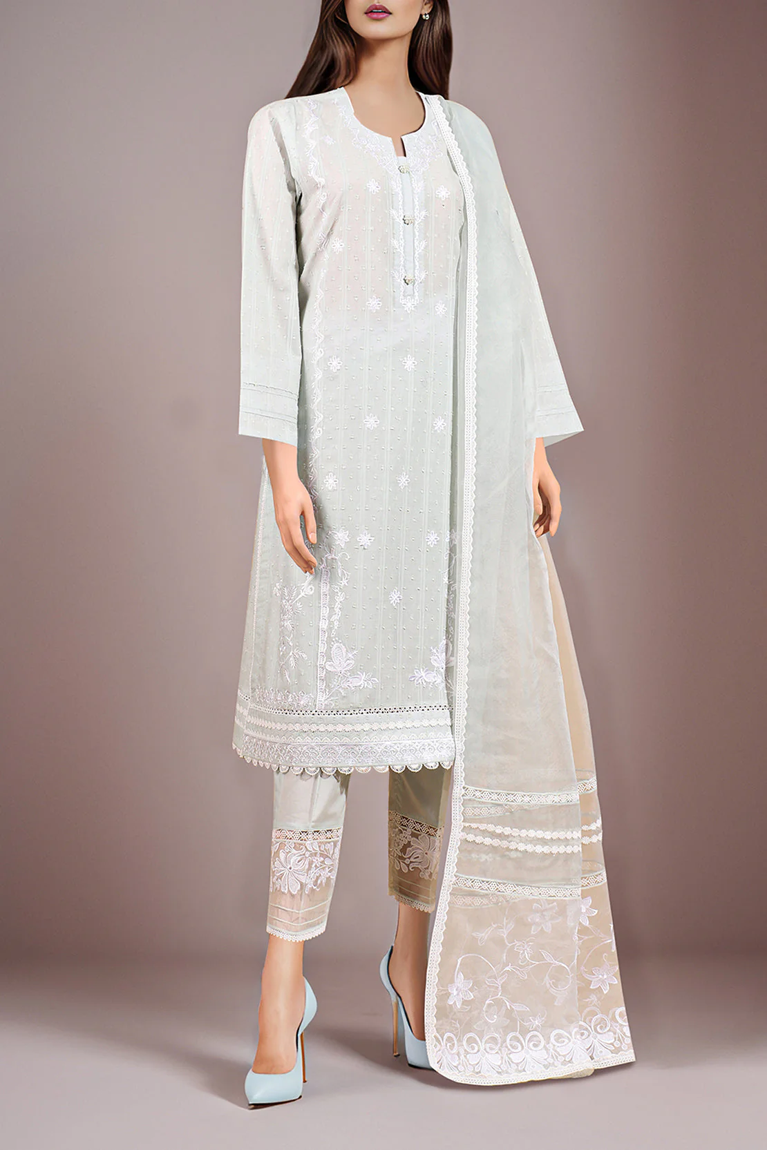 Unstitched Embroidered Self Jacquard 2 Piece (Shirt/Dupatta)