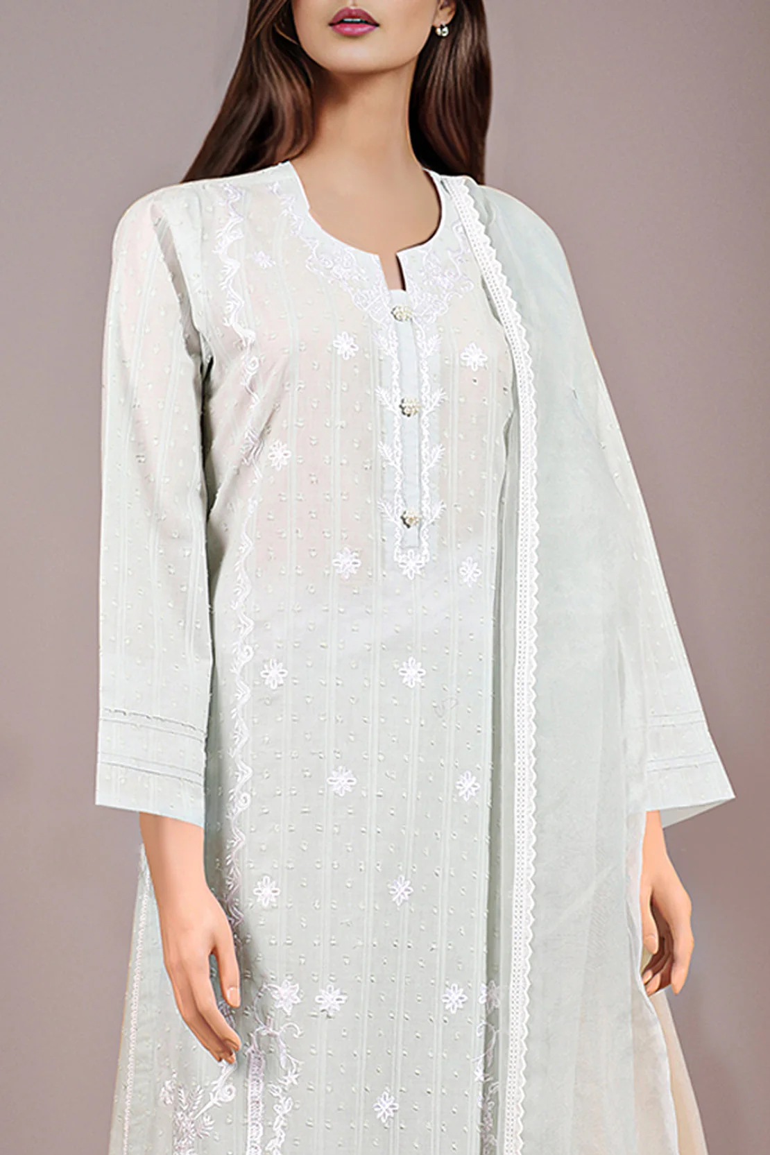 Unstitched Embroidered Self Jacquard 2 Piece (Shirt/Dupatta) - Image 2
