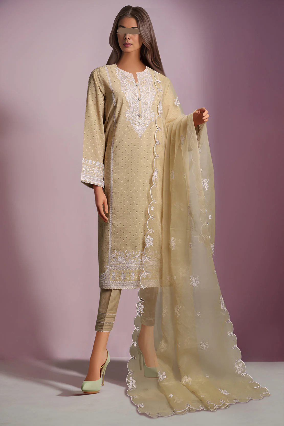 Unstitched Embroidered Self Jacquard 2 Piece (Shirt/Trouser) - Image 2