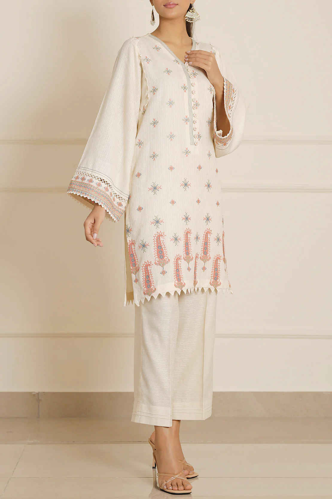 Unstitched Embroidered Self Jacquard 2 Piece (Shirt/Trouser) - Image 2