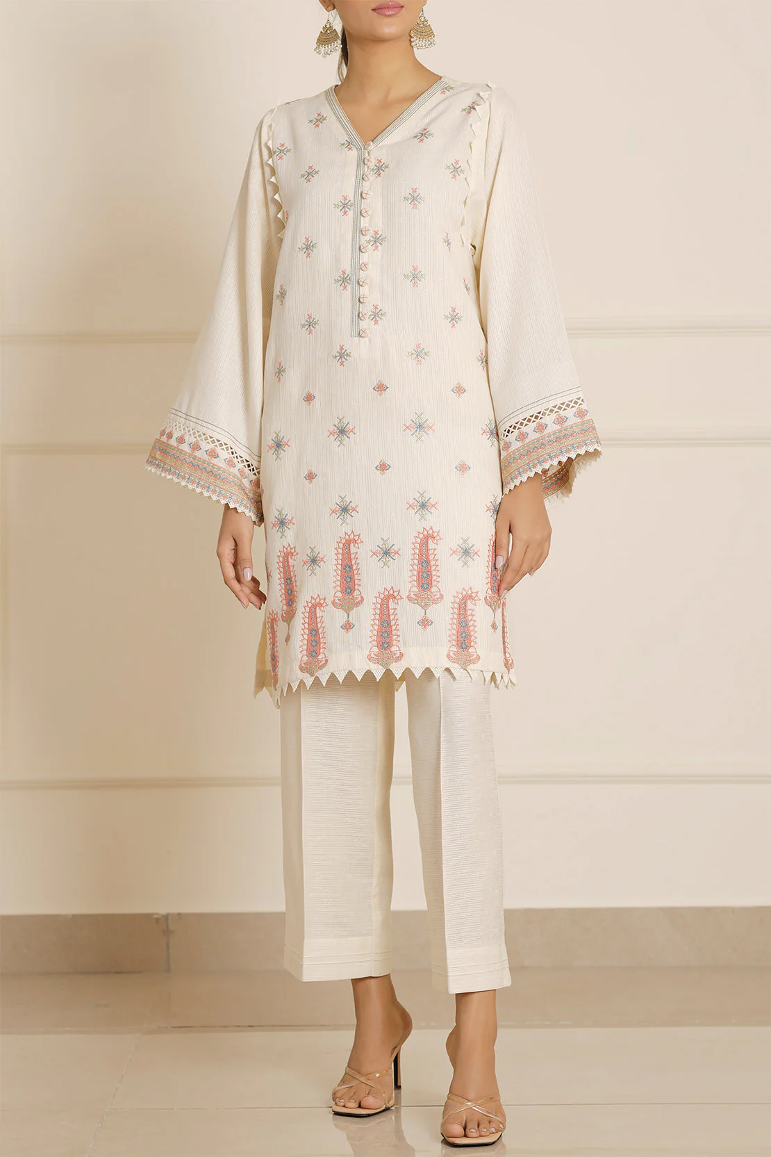 Unstitched Embroidered Self Jacquard 2 Piece (Shirt/Trouser) - Image 3