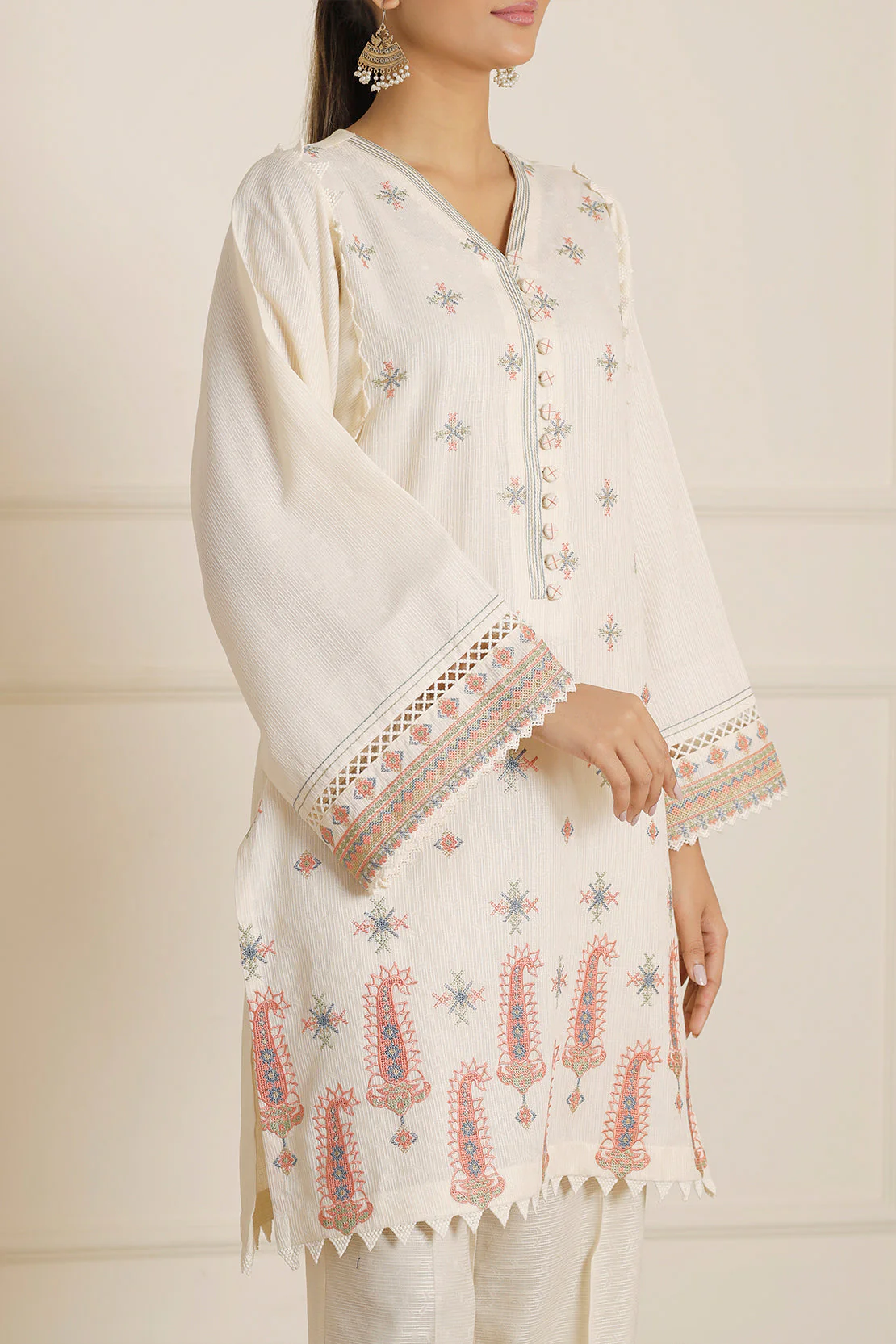 Unstitched Embroidered Self Jacquard 2 Piece (Shirt/Trouser) - Image 4