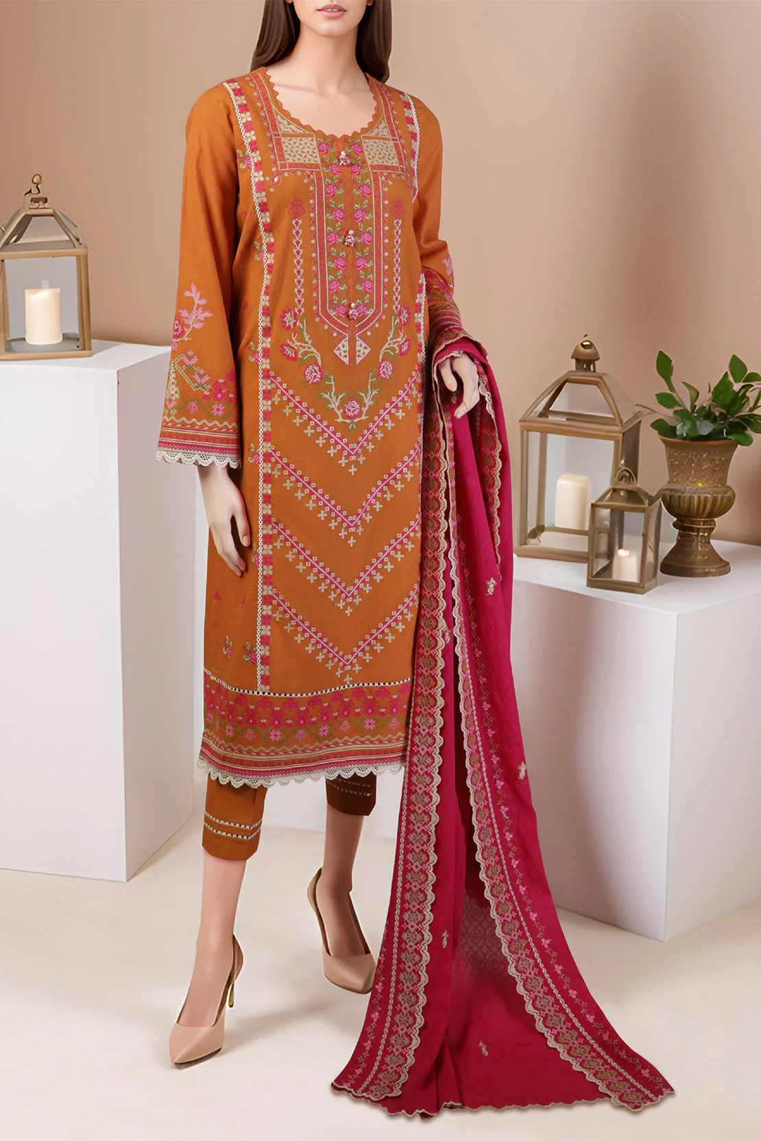 Unstitched Embroidered Self Jacquard 2 Piece (Shirt/Trouser) - Image 2