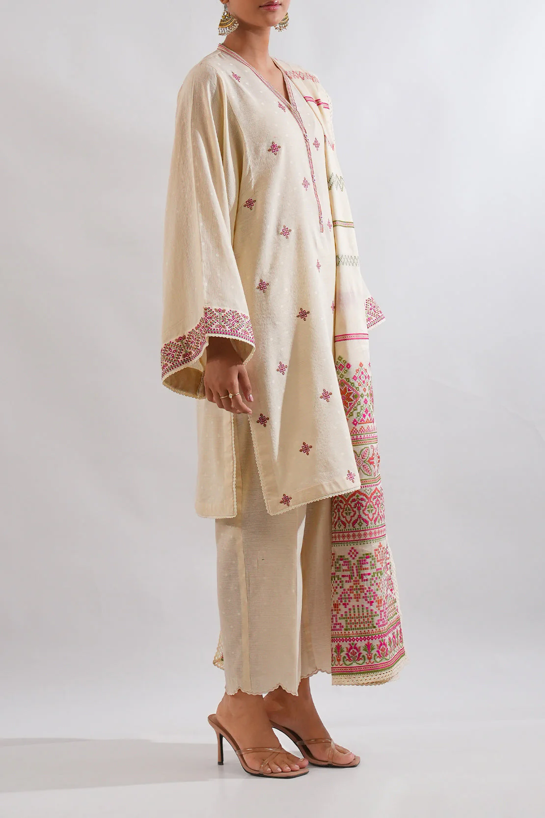Unstitched Embroidered Self Jacquard 2 Piece (Shirt/Trouser) - Image 4