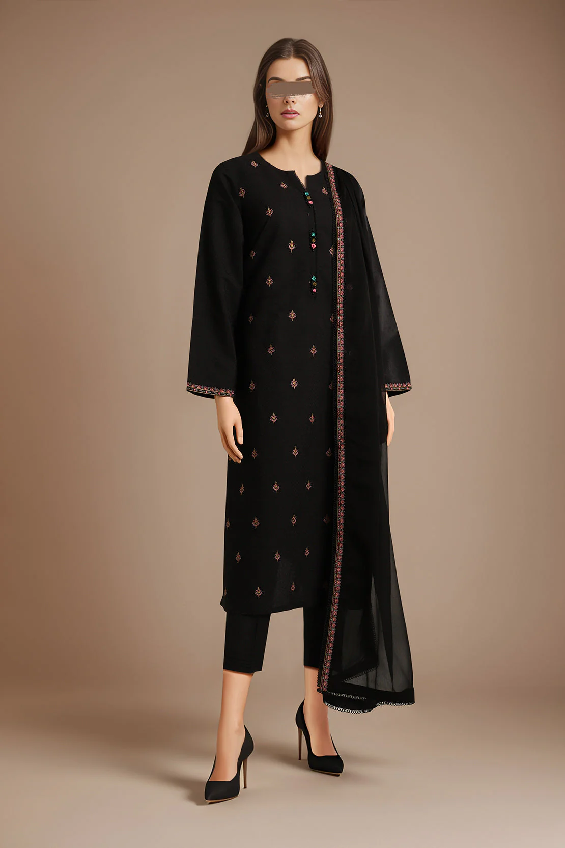 Unstitched Embroidered Self Jacquard 2 Piece (Shirt/Trouser)