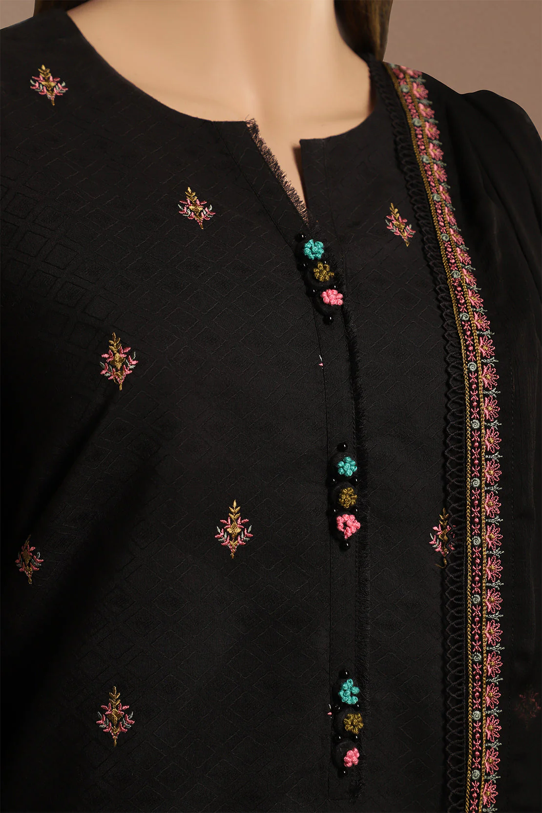Unstitched Embroidered Self Jacquard 2 Piece (Shirt/Trouser) - Image 2
