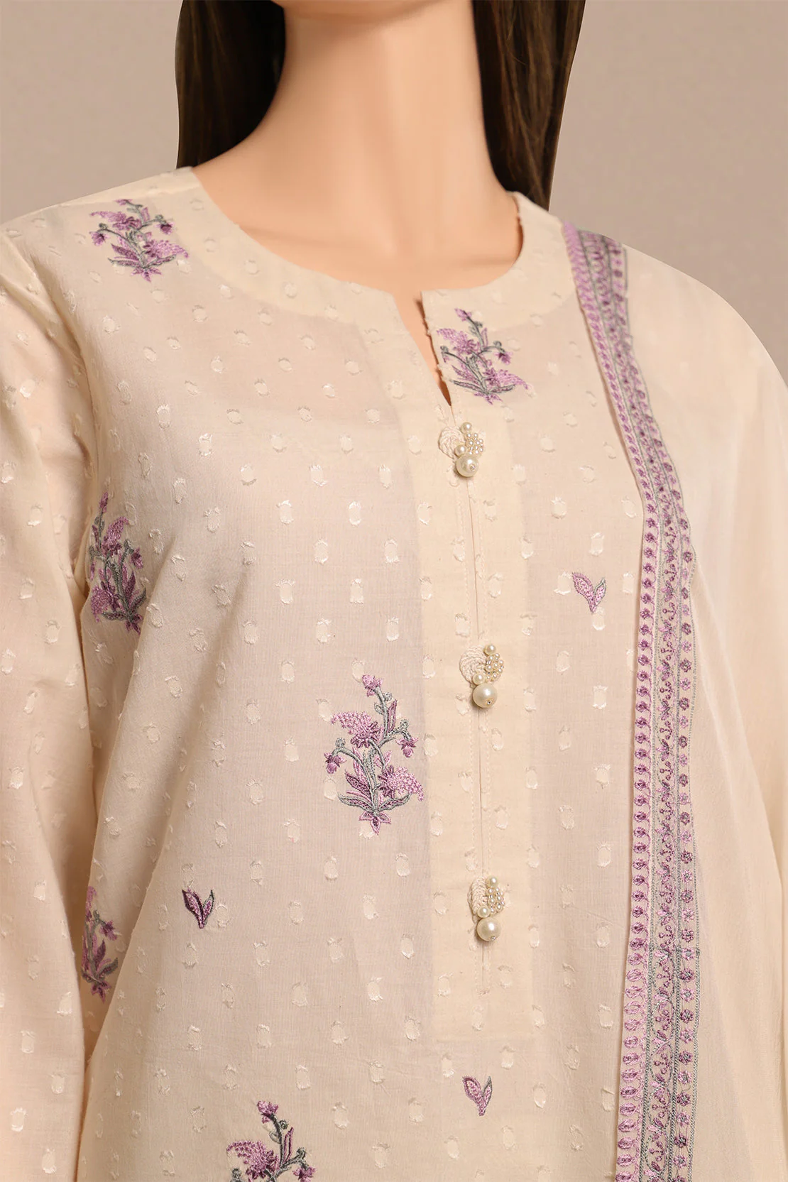 Unstitched Embroidered Self Jacquard 2 Piece (Shirt/Trouser) - Image 2