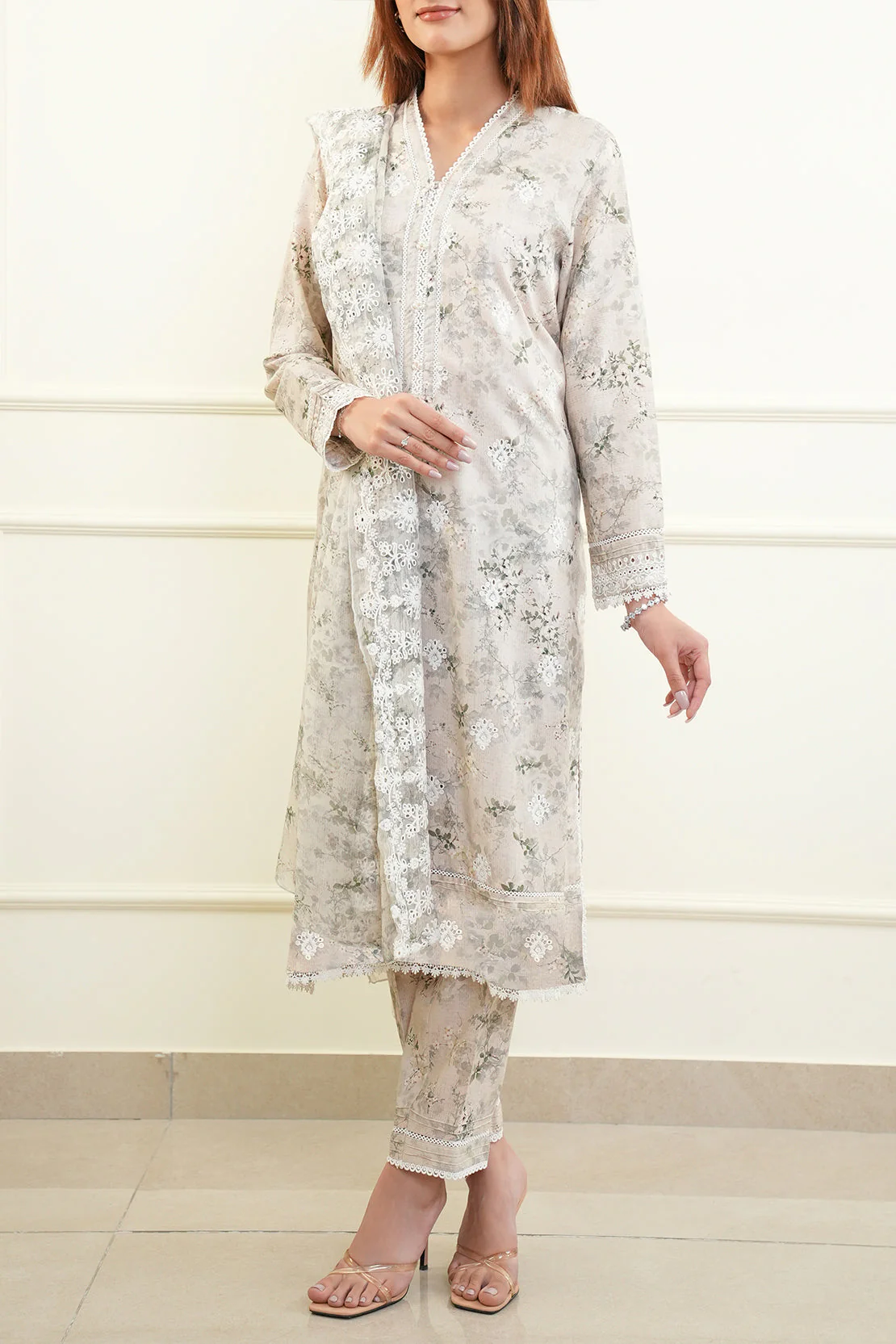Unstitched Embroidered Self Jacquard 2 Piece (Shirt/Trouser) - Image 4