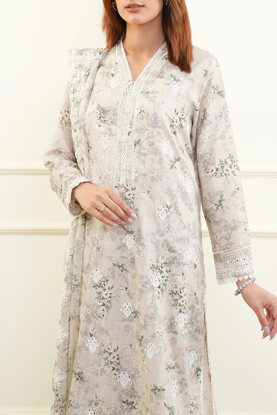 Unstitched Embroidered Self Jacquard 2 Piece (Shirt/Trouser) - Image 7
