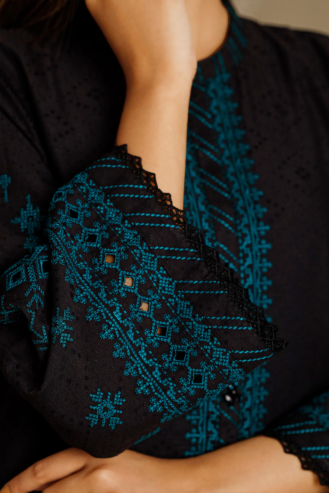 Unstitched  Embroidered Self Jacquard 2 Piece (Shirt/Trouser) - Image 4